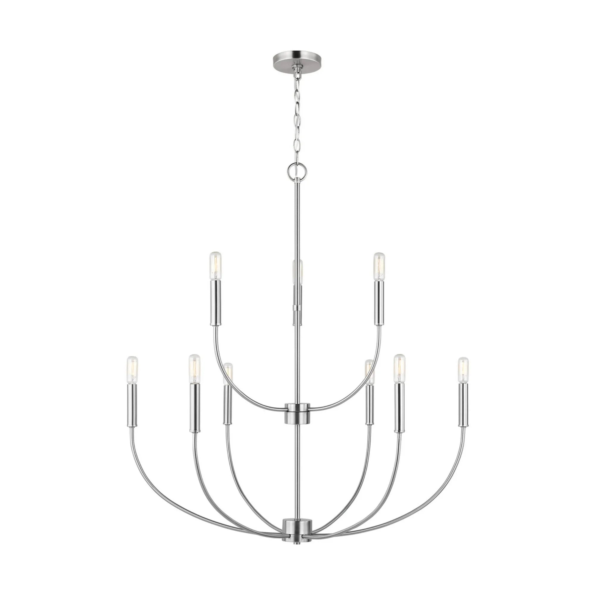 Greenwich 34" 9-Light LED Chandelier, Brushed Nickel Finish - Bees Lighting