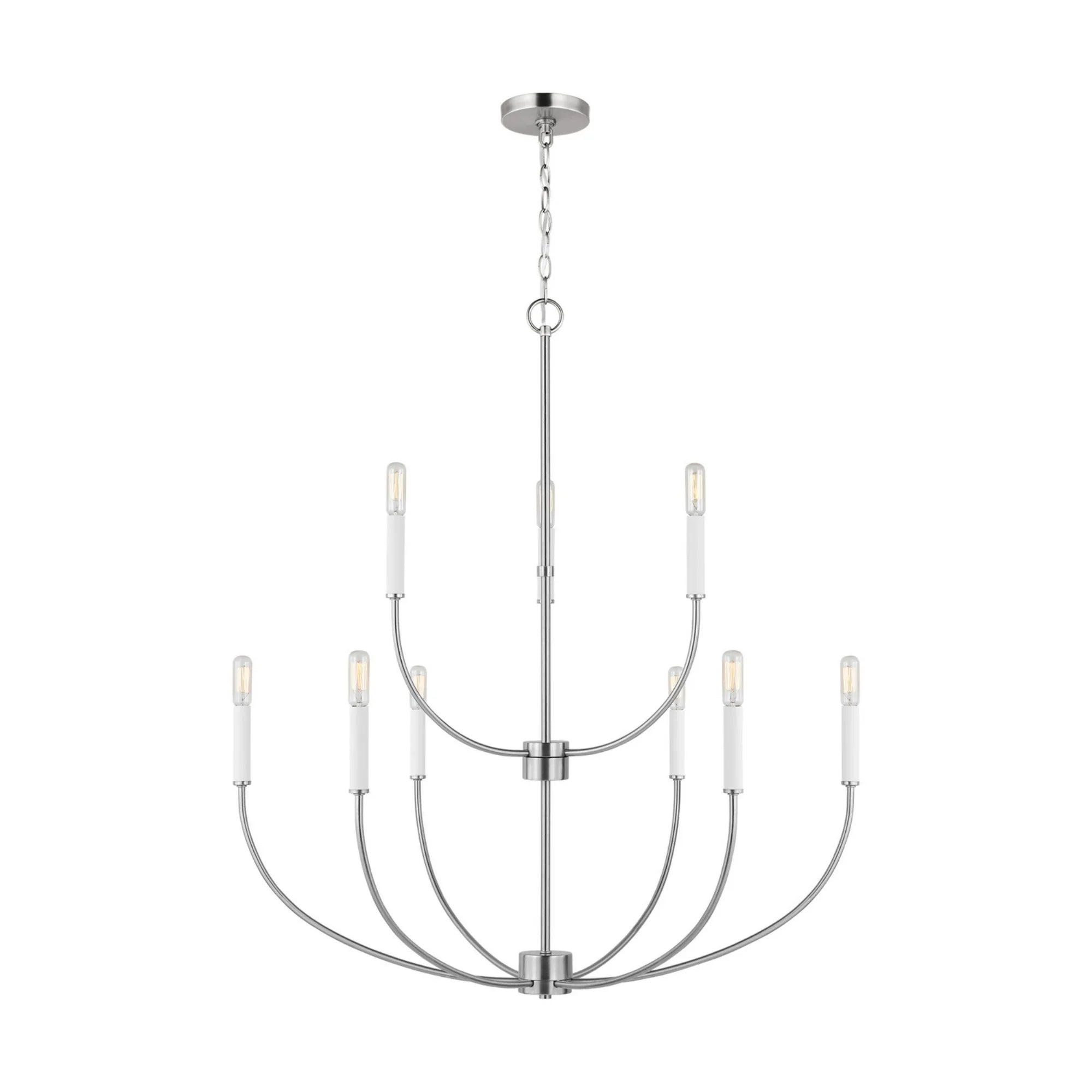 Greenwich 34" 9-Light LED Chandelier, Brushed Nickel Finish - Bees Lighting
