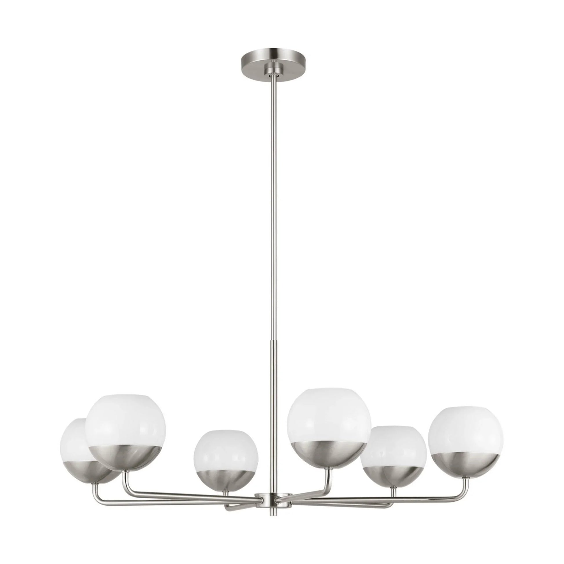 Alvin 38" 6-Light LED Chandelier, Brushed Nickel Finish - Bees Lighting