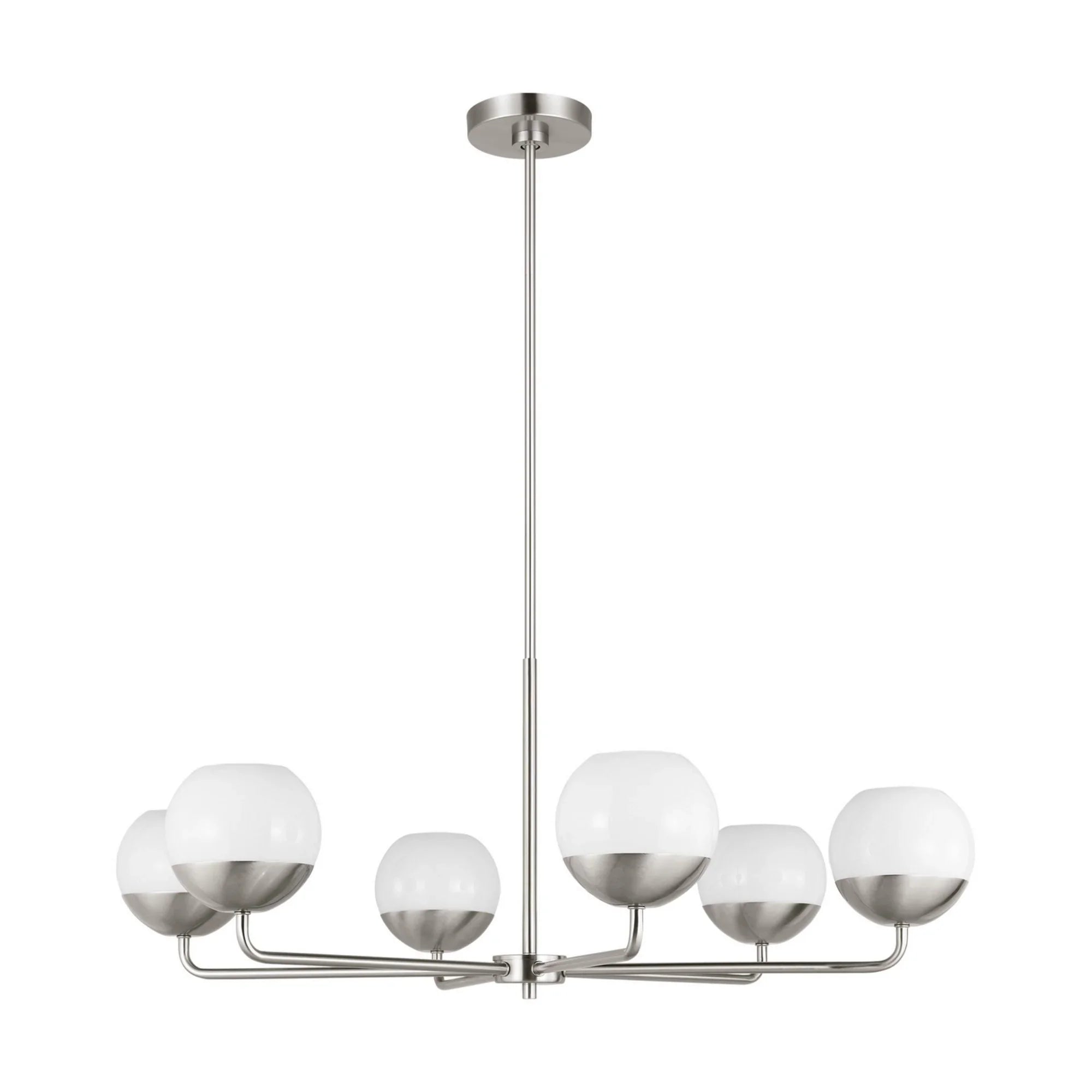 Alvin 38" 6-Light LED Chandelier, Brushed Nickel Finish - Bees Lighting