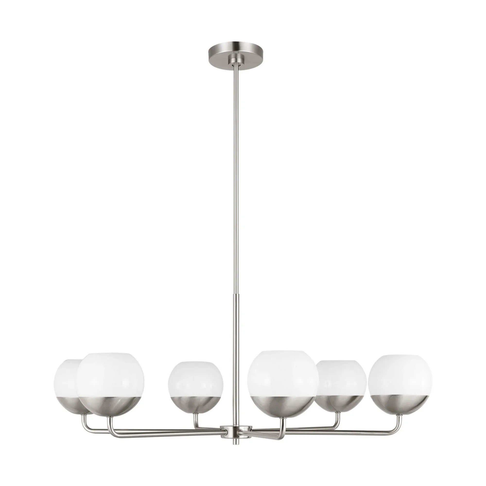 Alvin 38" 6-Light LED Chandelier, Brushed Nickel Finish - Bees Lighting