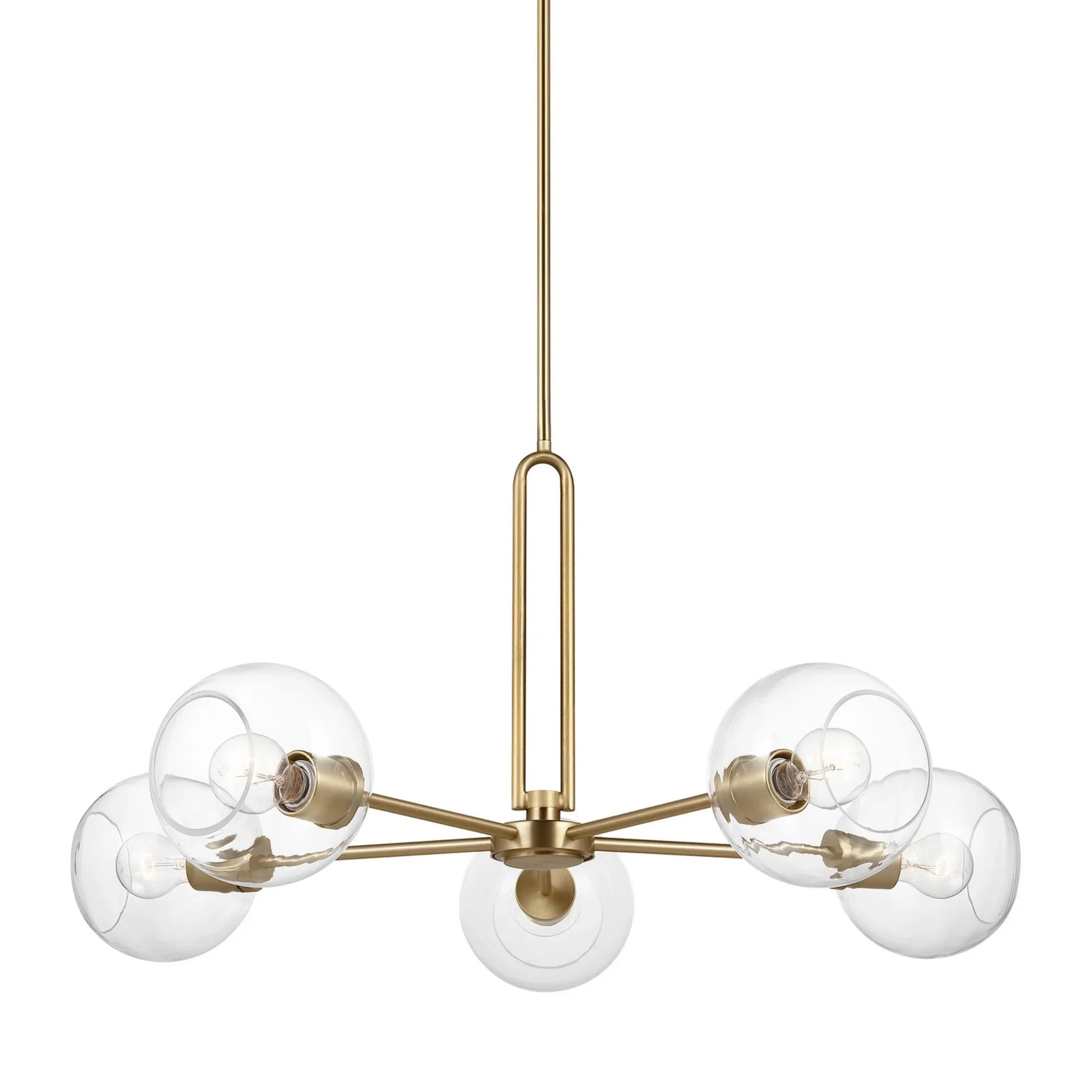 Codyn 34" 5-Light Large Chandelier, Satin Brass Finish - Bees Lighting