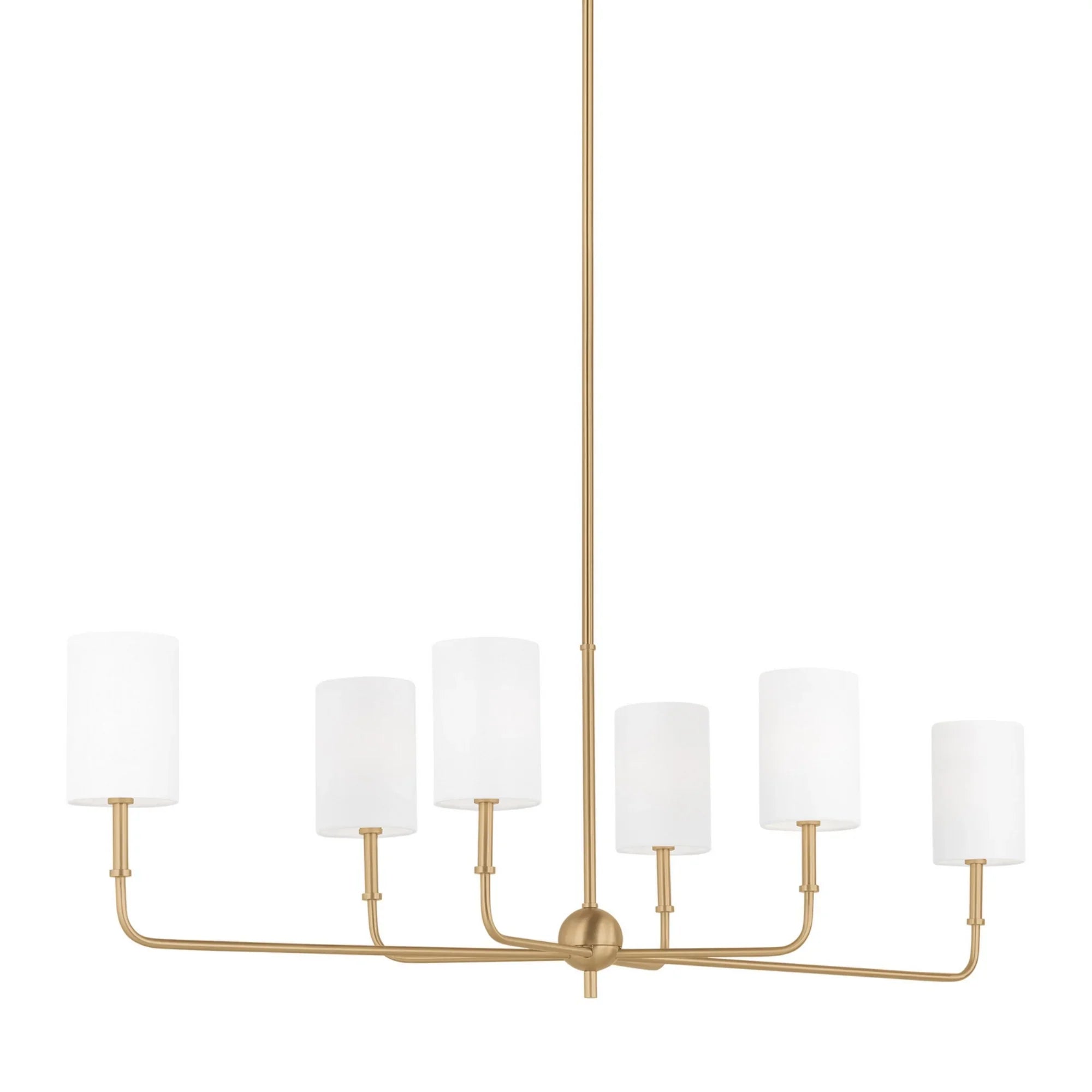 Foxdale 44" 6-Light Linear Chandeier, Satin Brass Finish - Bees Lighting