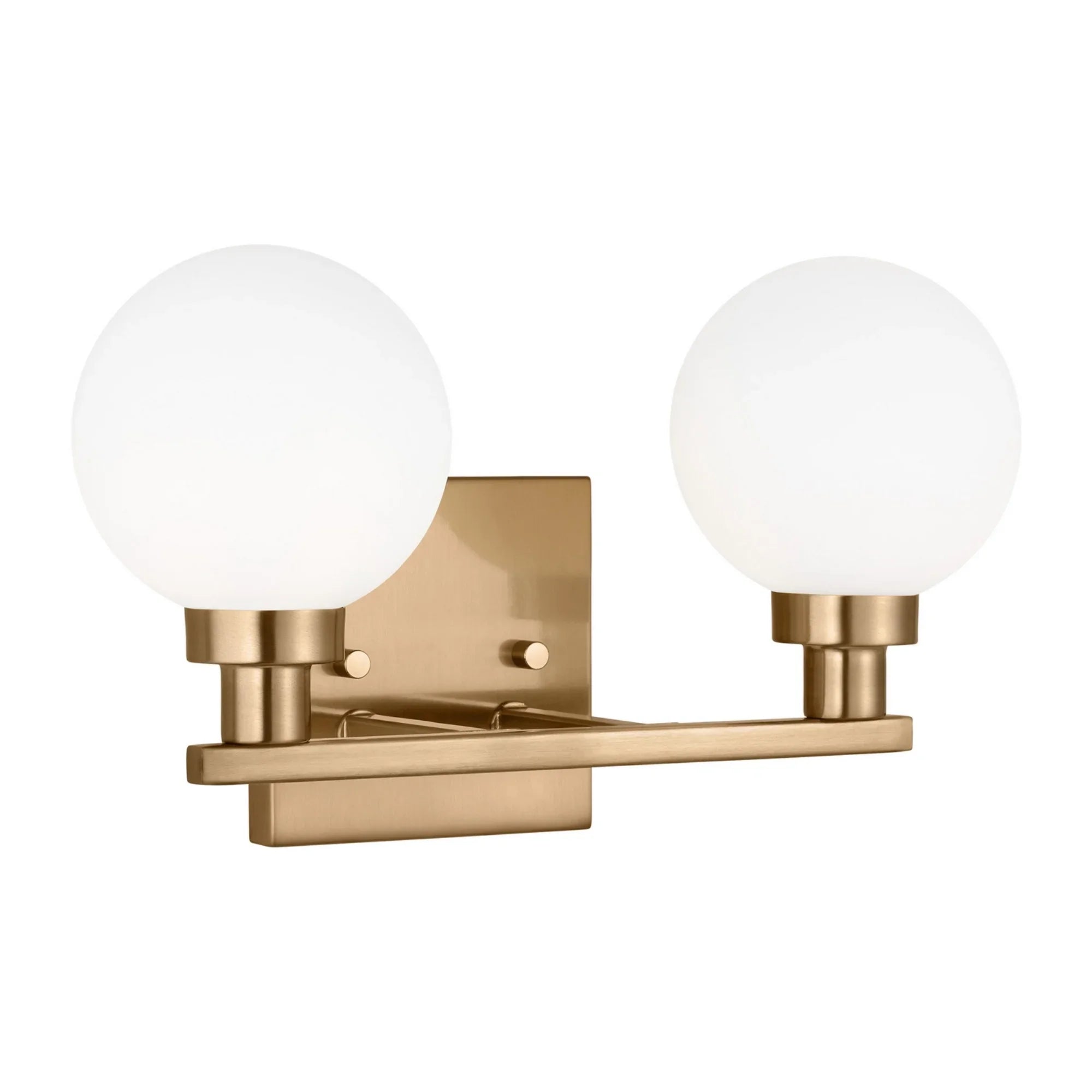 Clybourn 13" 2-Light Bathroom Vanity, Satin Brass Finish - Bees Lighting