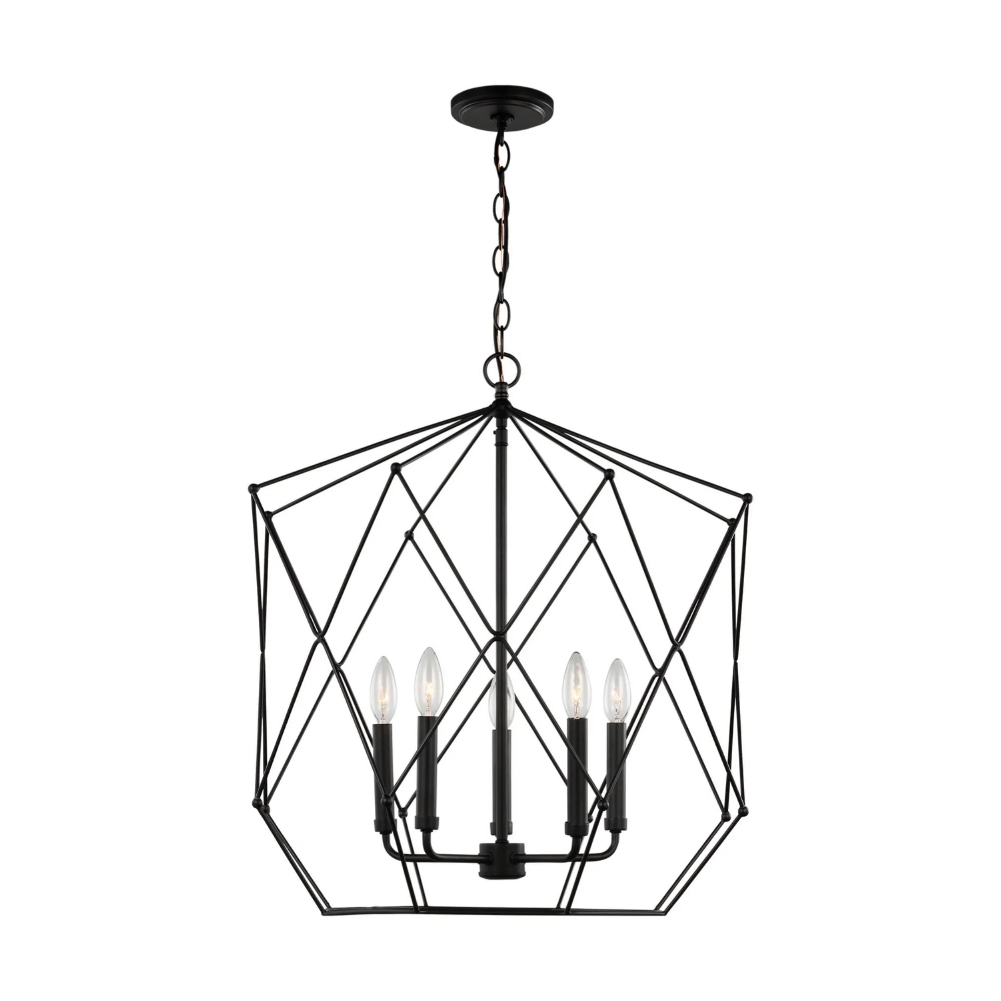 Zarra 23" Large 5-Light Lantern, Midnight Black Finish - Bees Lighting