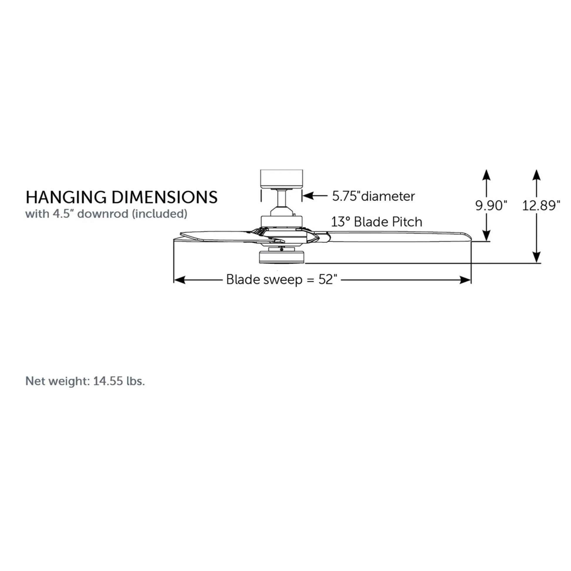 Amped 52 Inch LED Ceiling Fan with Remote, Matte White - Bees Lighting