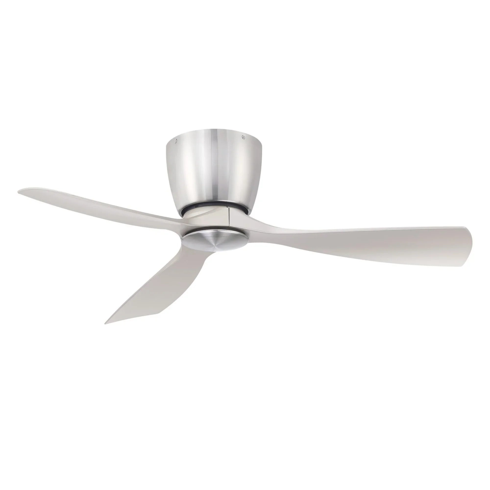 Klinch 44 Inch Brushed Nickel Damp Rated LED Flush Mount Ceiling Fan with Remote - Bees Lighting