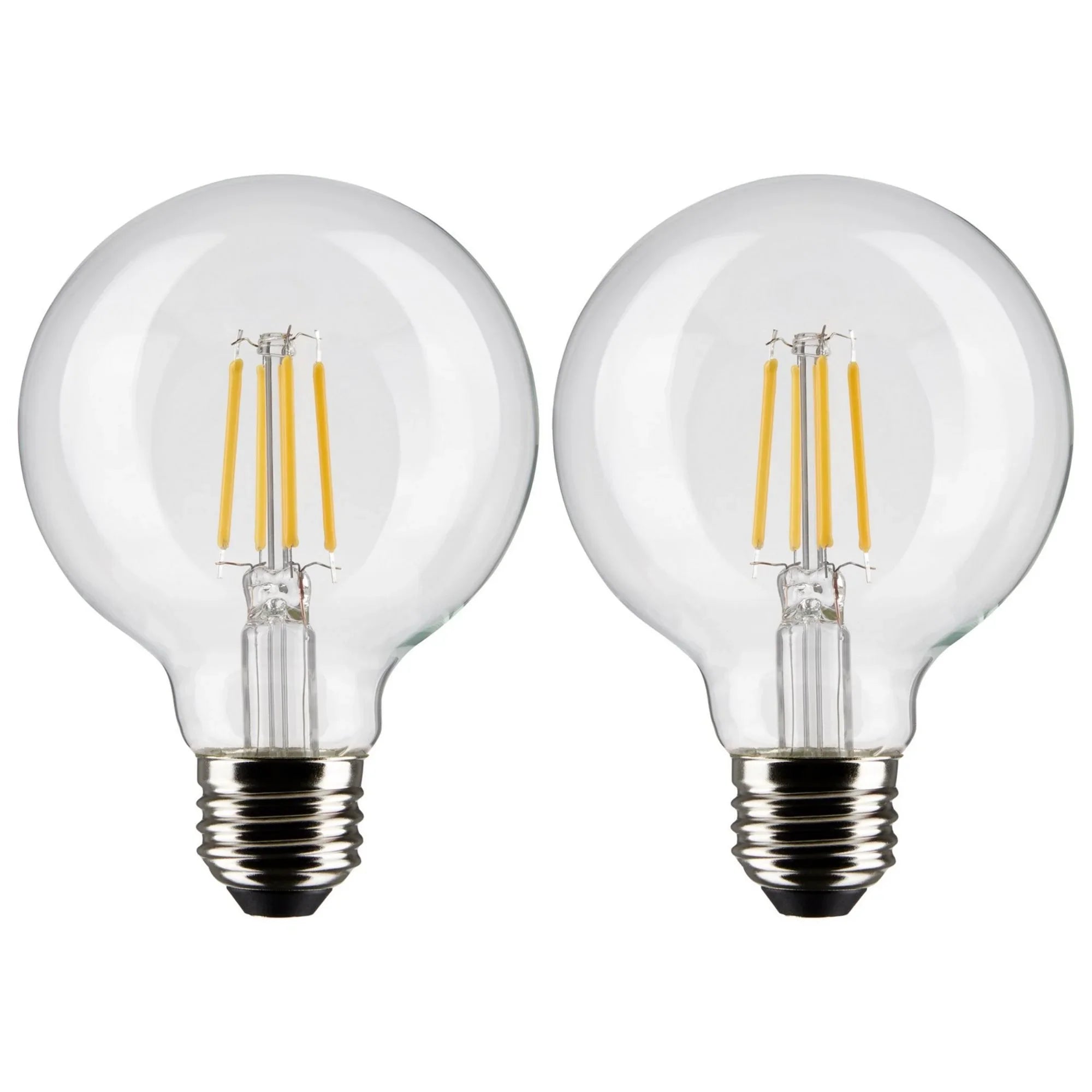 G25 Filament LED Globe Bulb, 6 Watts, 500 Lumens, 2700K, E26 Medium Base, Clear, Pack of 2 - Bees Lighting