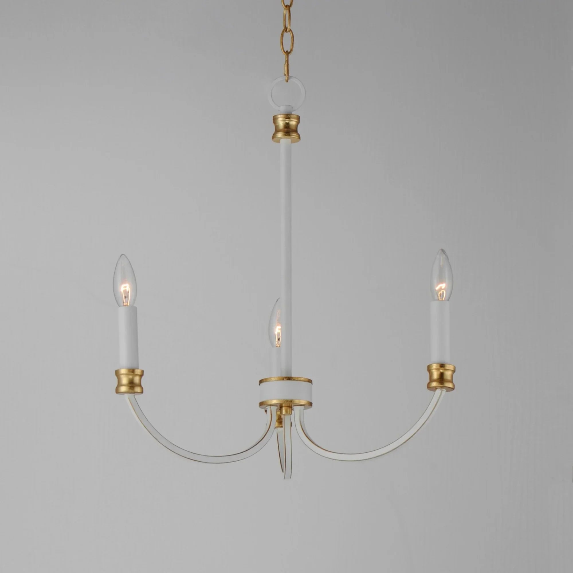 Charlton 20" 3 Lights Chandelier, White & Gold Finish - Bees Lighting