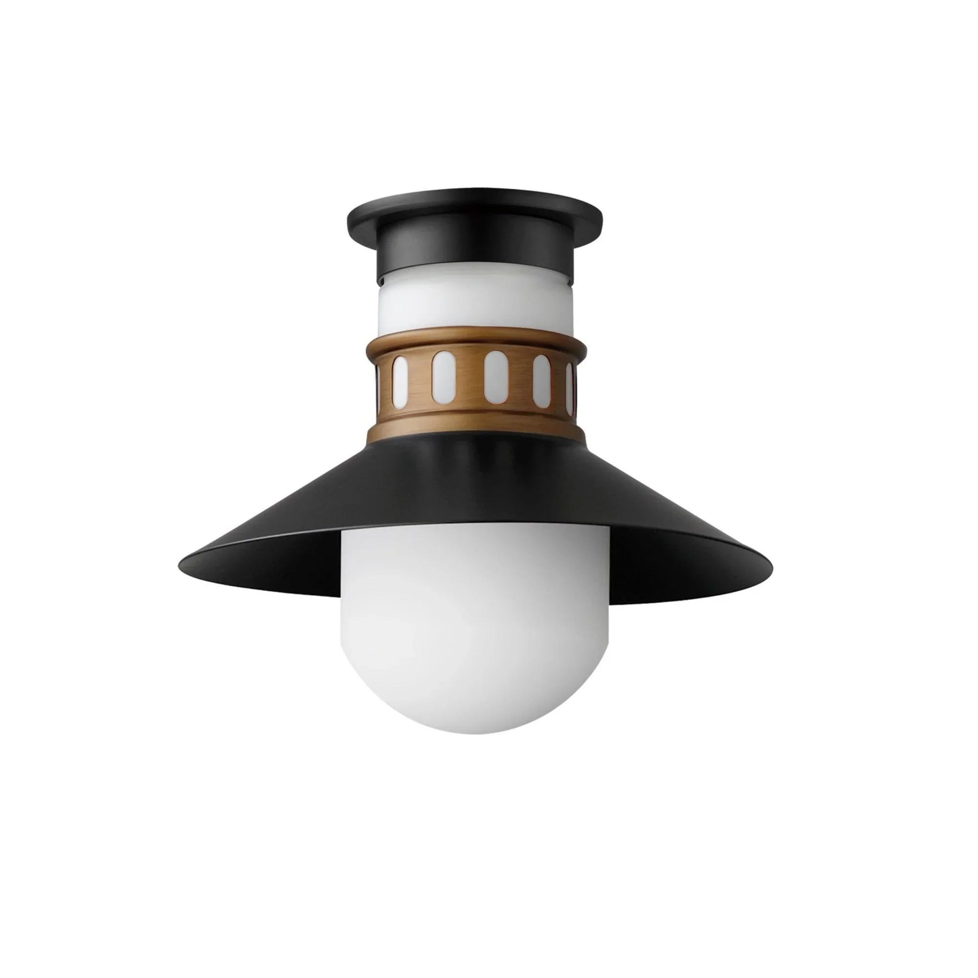 Admiralty 12" Outdoor Flush Mount, Black & Antique Brass Finish - Bees Lighting