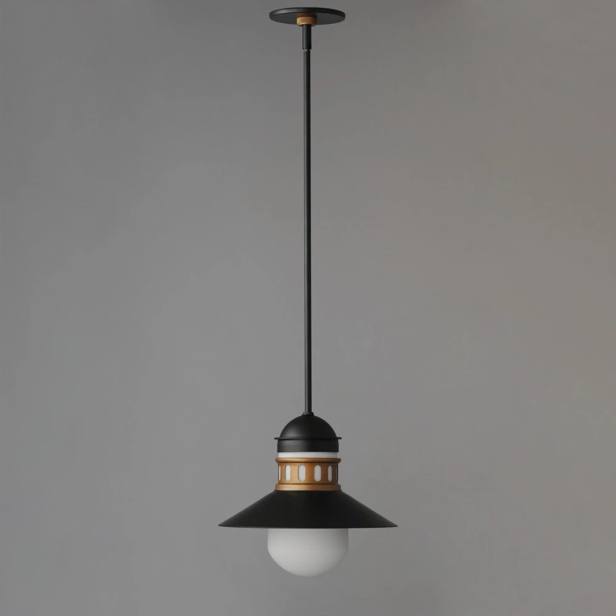 Admiralty 12" Outdoor Pendant, Black & Antique Brass Finish - Bees Lighting