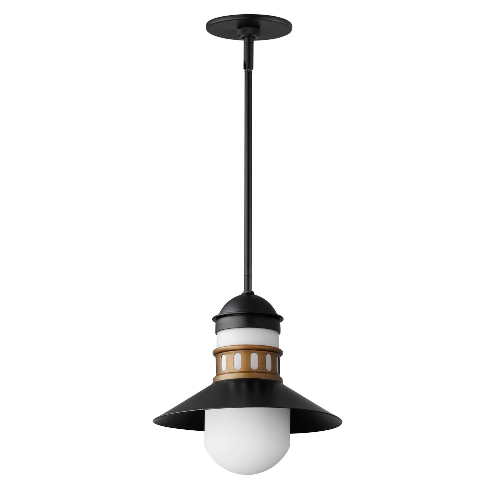 Admiralty 12" Outdoor Pendant, Black & Antique Brass Finish - Bees Lighting