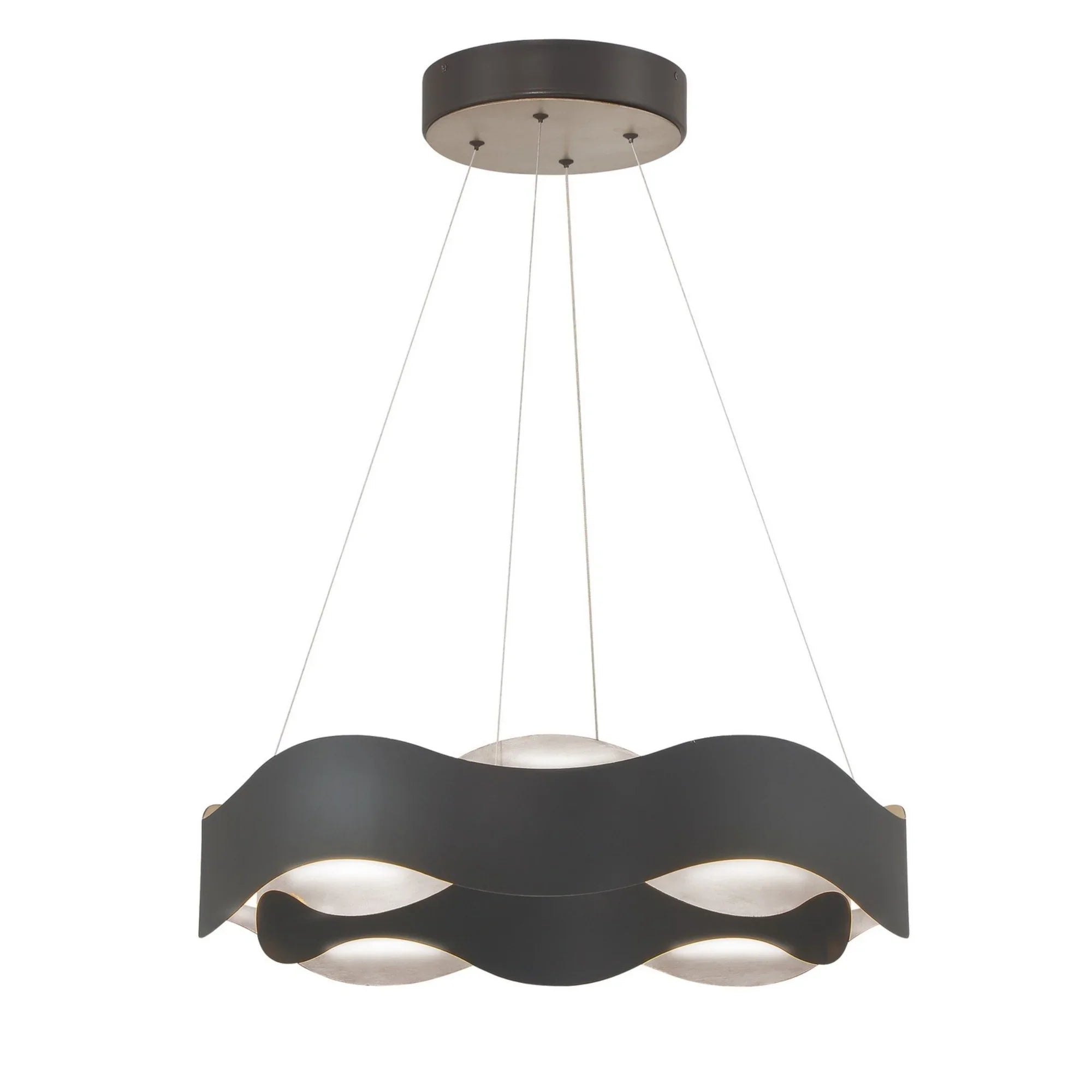 Vaughan 24" LED Chandelier, Silver & Black Finish - Bees Lighting