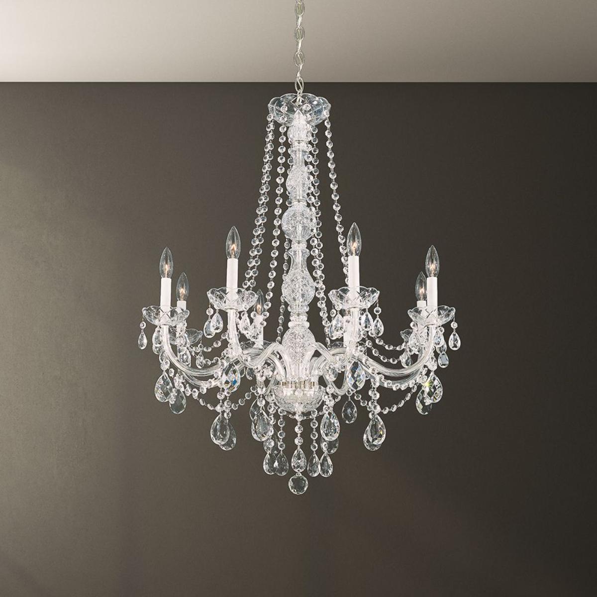 Arlington 8 Lights Polished Silver Chandelier with Clear Heritage Crystals