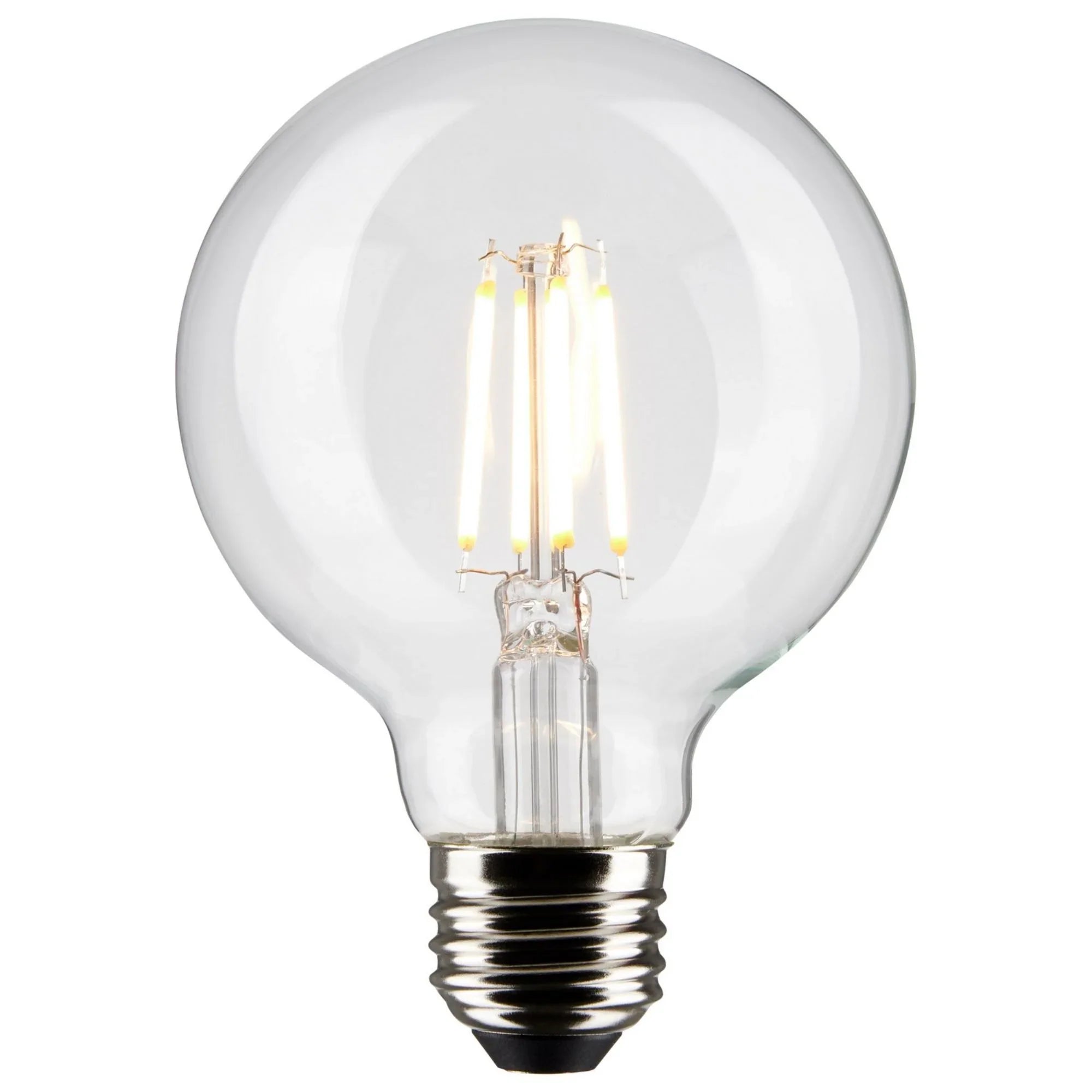 G25 Filament LED Globe Bulb, 5 Watts, 350 Lumens, 2700K, E26 Medium Base, Clear, Pack of 2 - Bees Lighting