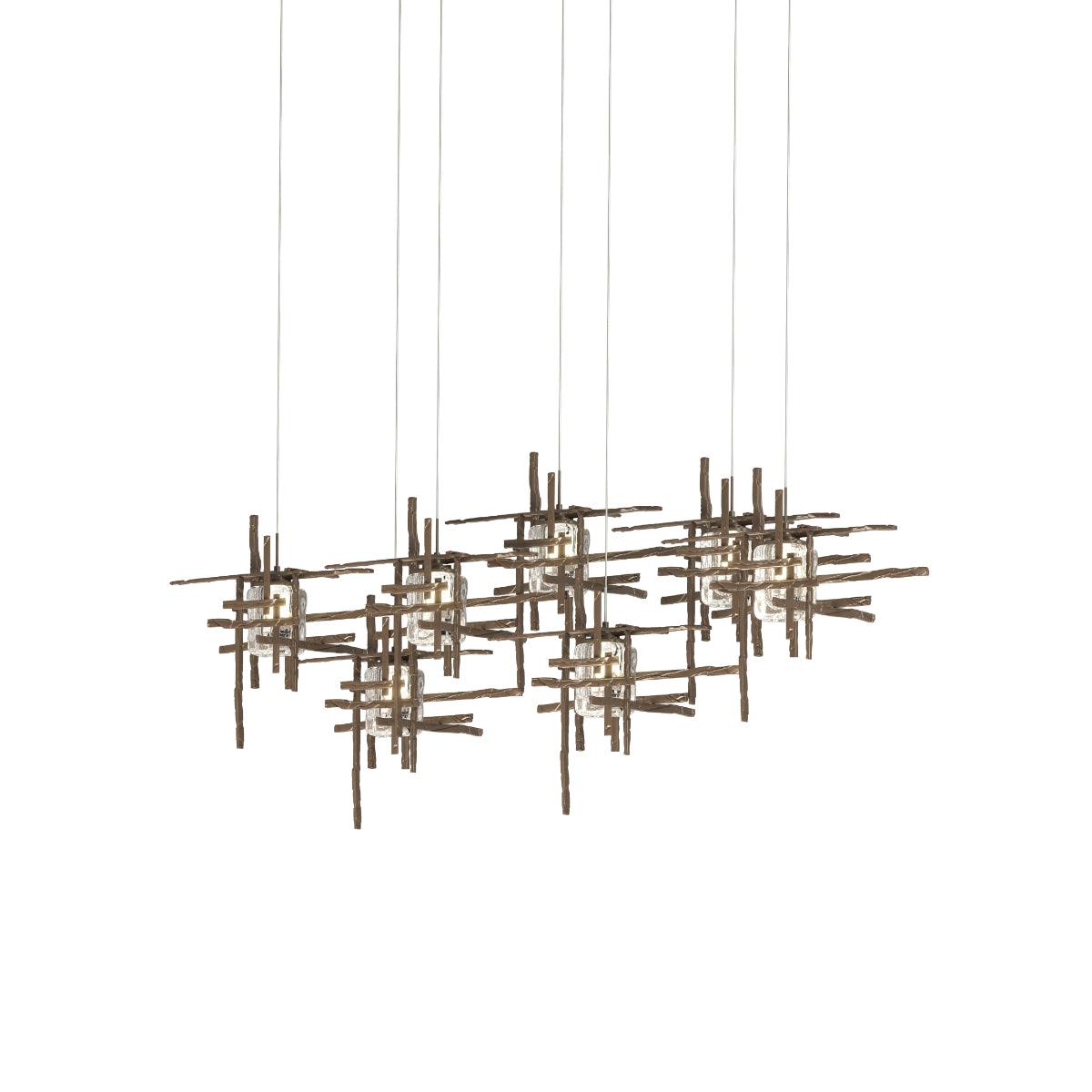 Tura 54 in. 7 Lights Linear Pendant Light with Long Height Seeded Glass