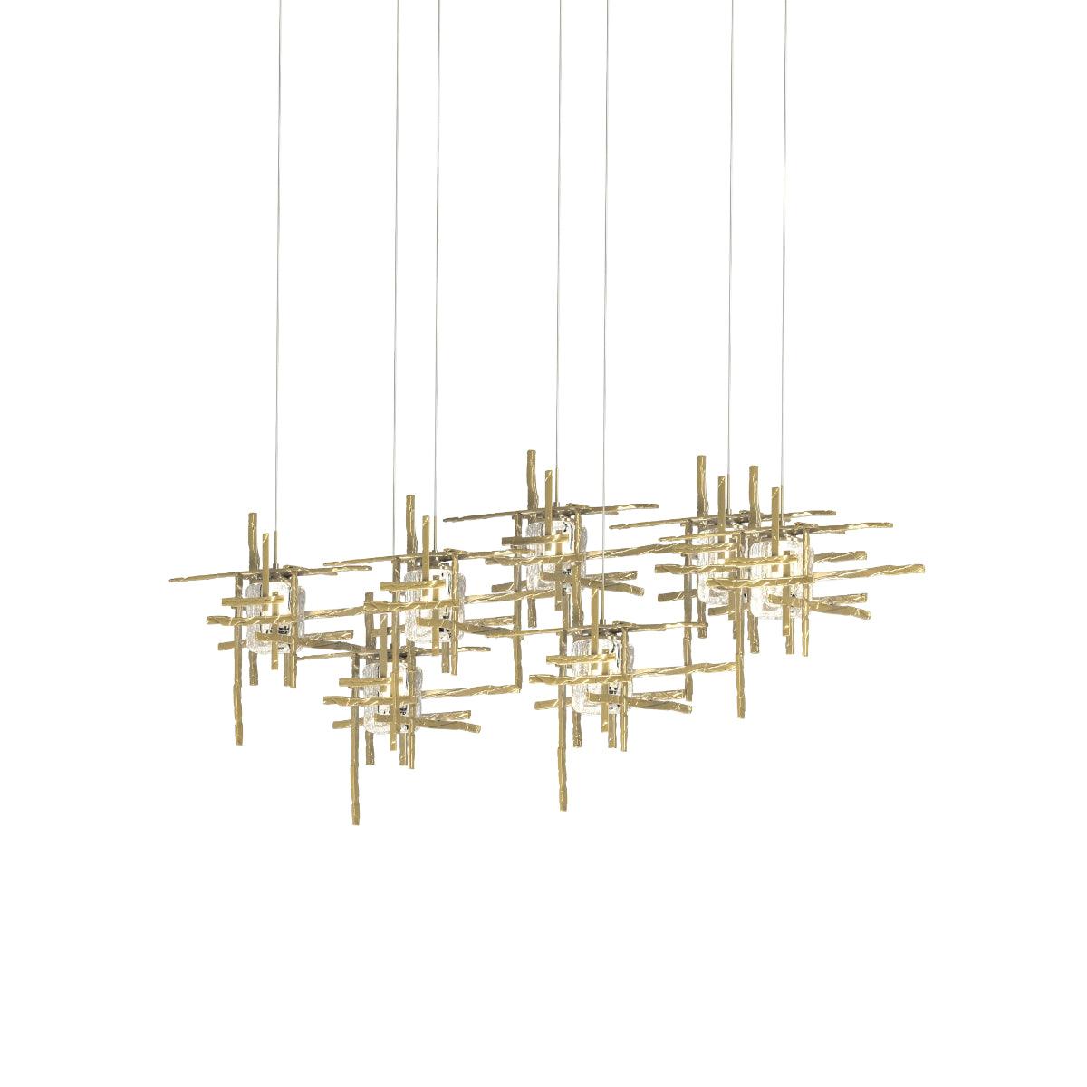 Tura 54 in. 7 Lights Linear Pendant Light with Long Height Seeded Glass