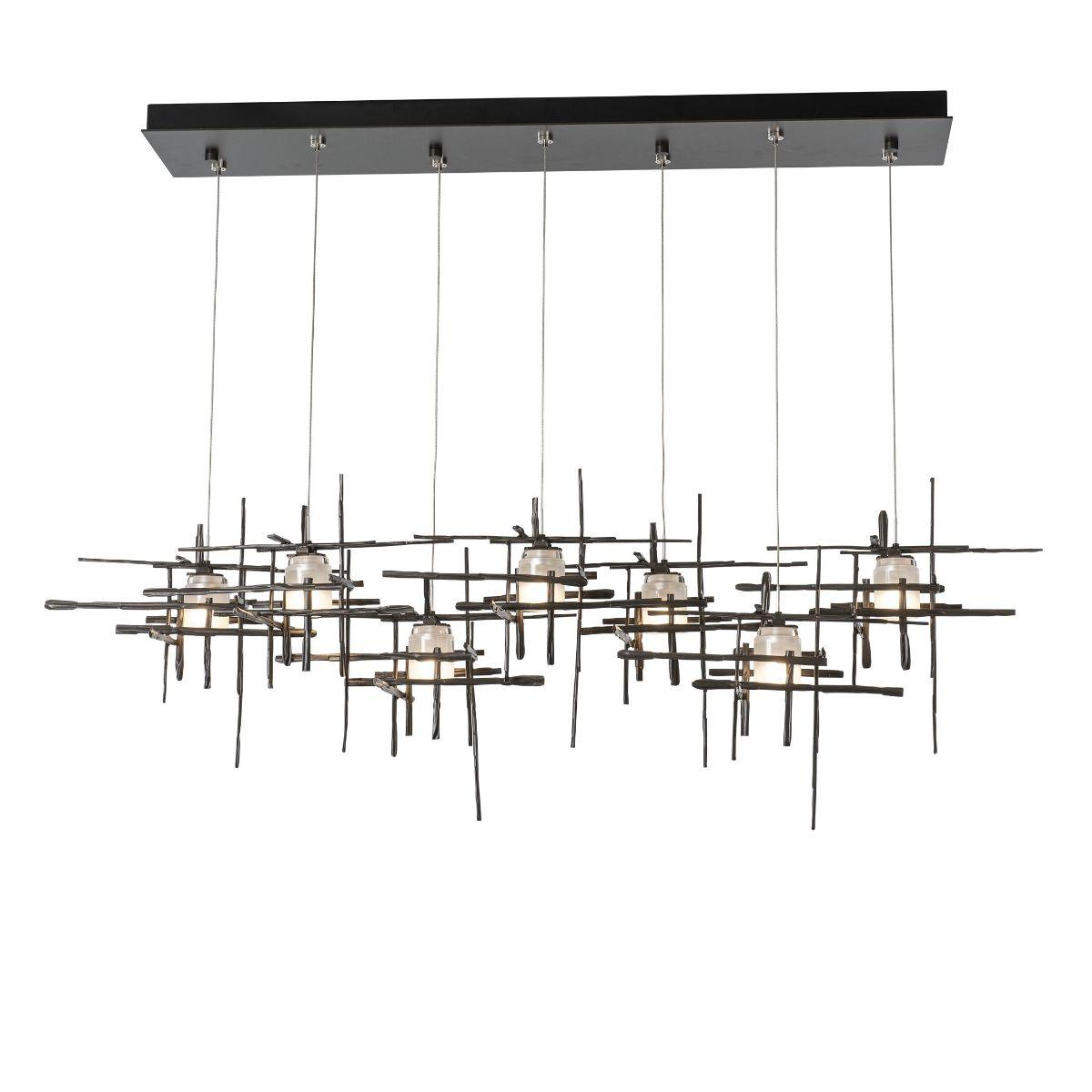 Tura 54 in. 7 Lights Linear Pendant Light with Long Height Frosted Glass