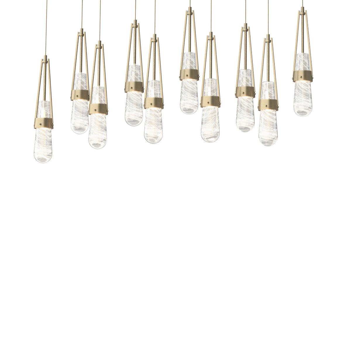 Link 45 in. 10 Lights Linear Pendant Light with Long Height Blown Glass
