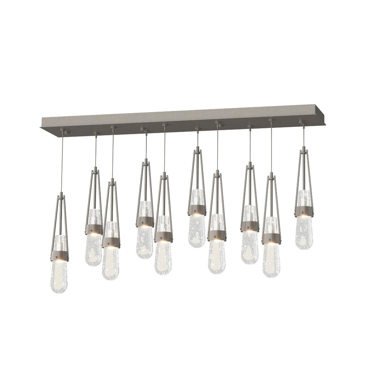 Link 45 in. 10 Lights Linear Pendant Light with Standard Height Blown Glass