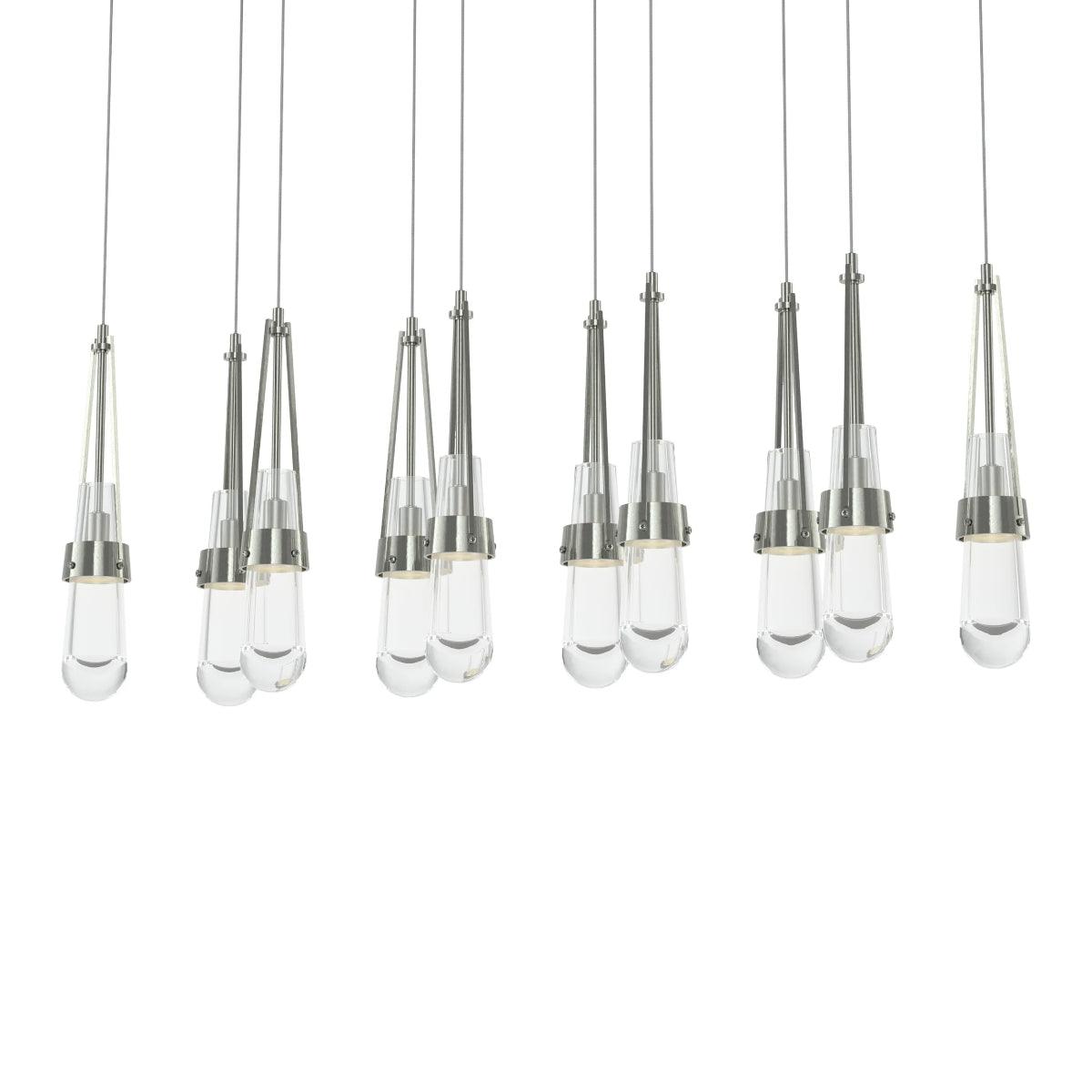 Link 45 in. 10 Lights Linear Pendant Light with Long Height Clear Glass