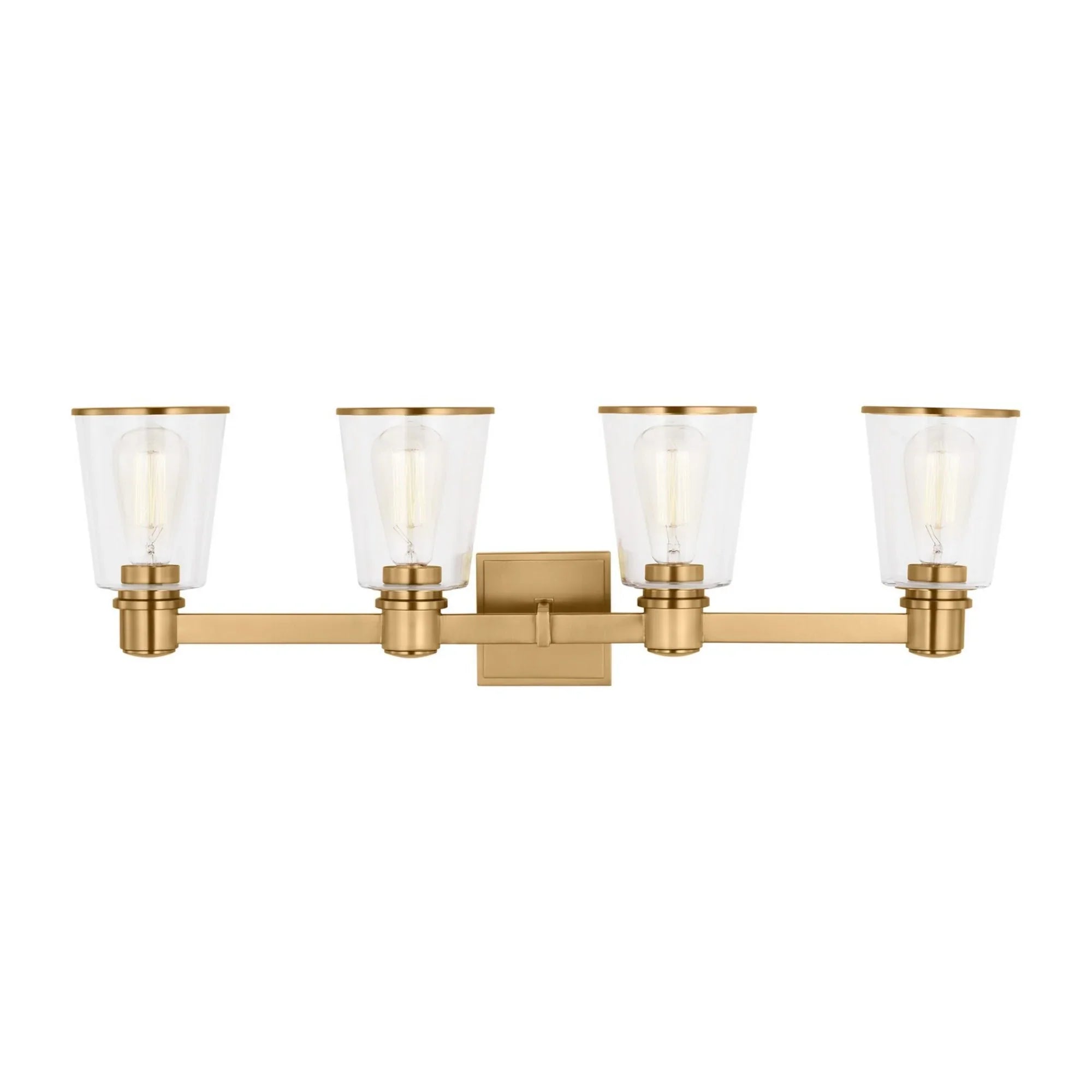 Alessa 31" 4-Light Bathroom Vanity, Burnished Brass Finish - Bees Lighting