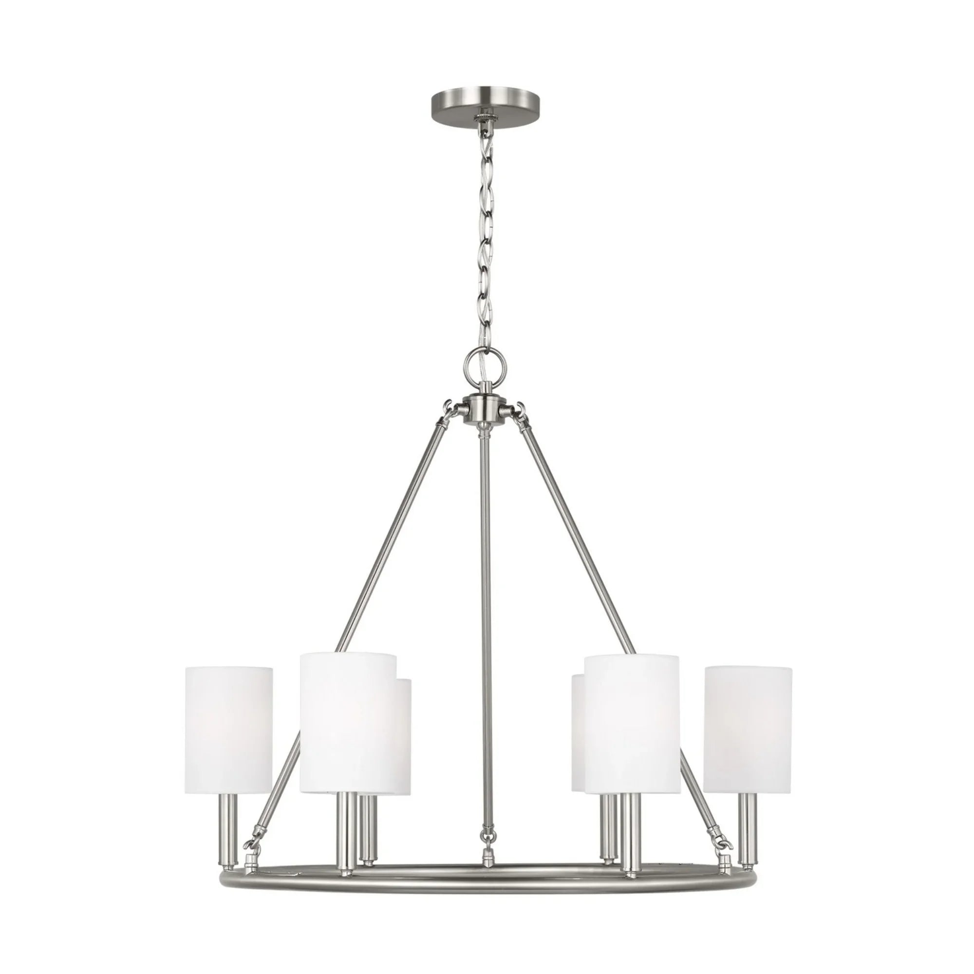 Egmont 28" 6-Light Large Chandelier, Brushed Steel Finish - Bees Lighting