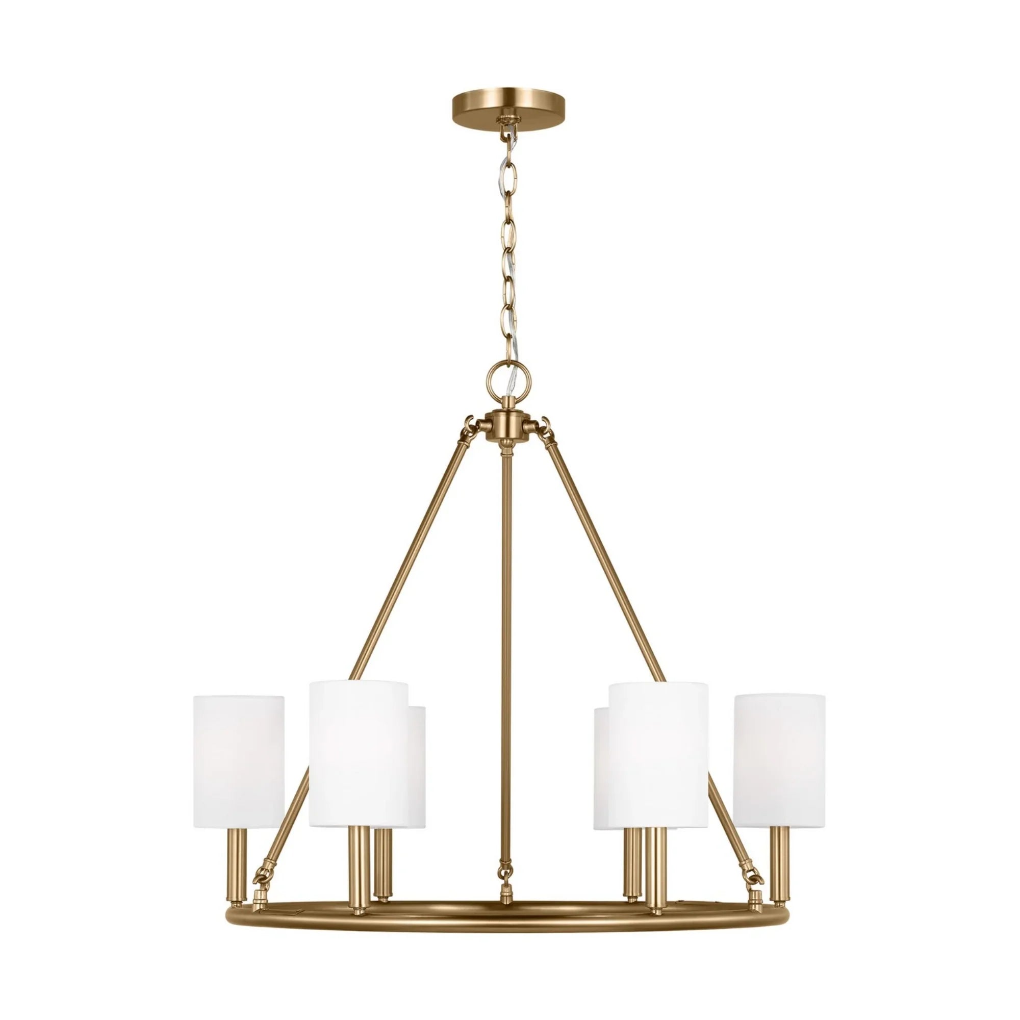 Egmont 28" 6-Light Large Chandelier, Satin Brass Finish - Bees Lighting