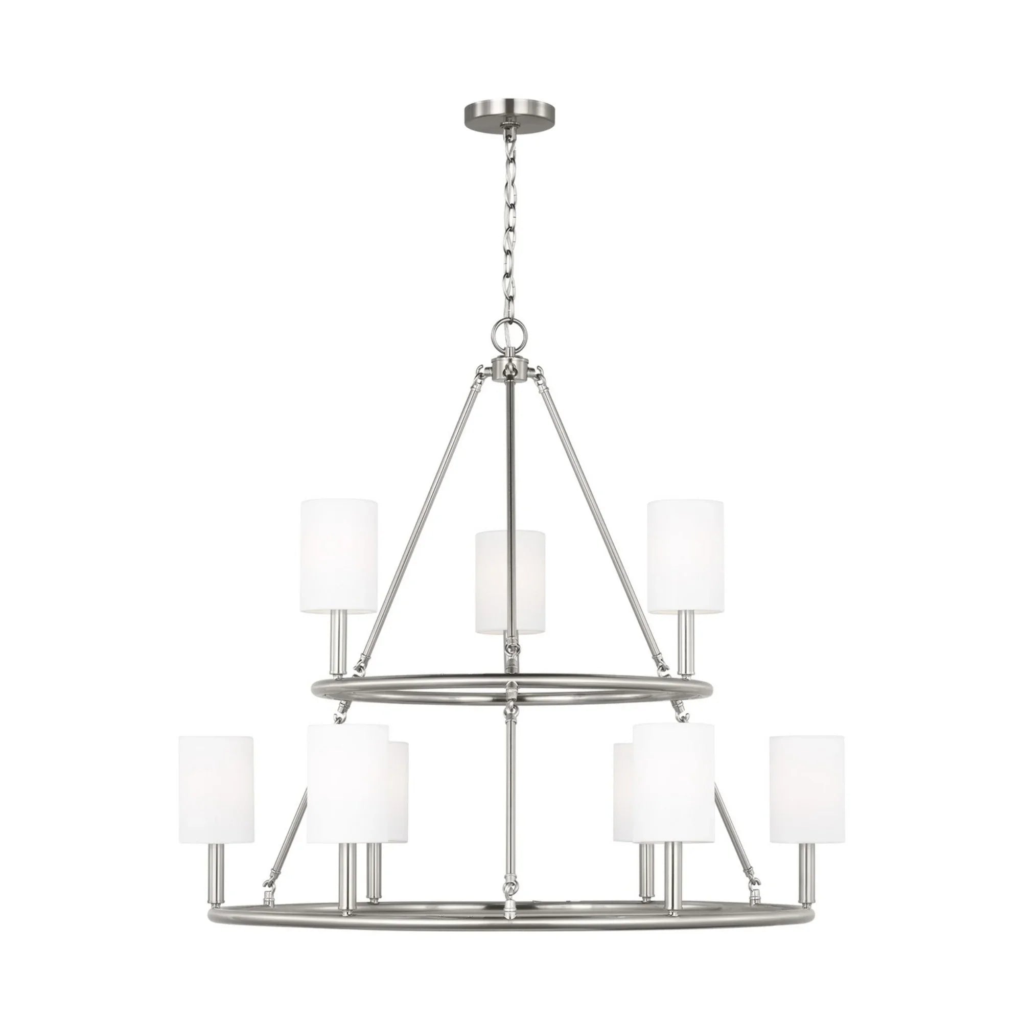 Egmont 36" 9-Light X-Large Chandelier, Brushed Steel Finish - Bees Lighting