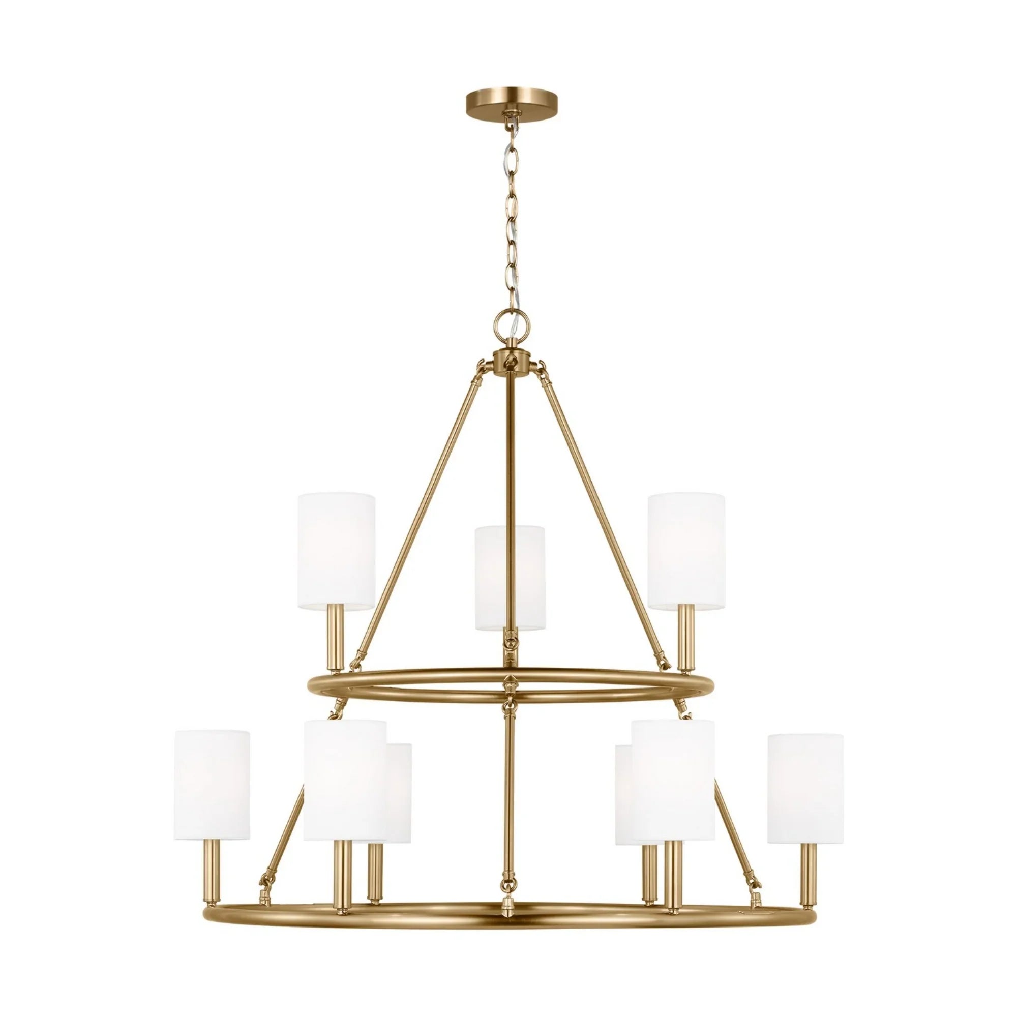 Egmont 36" 9-Light X-Large Chandelier, Satin Brass Finish - Bees Lighting