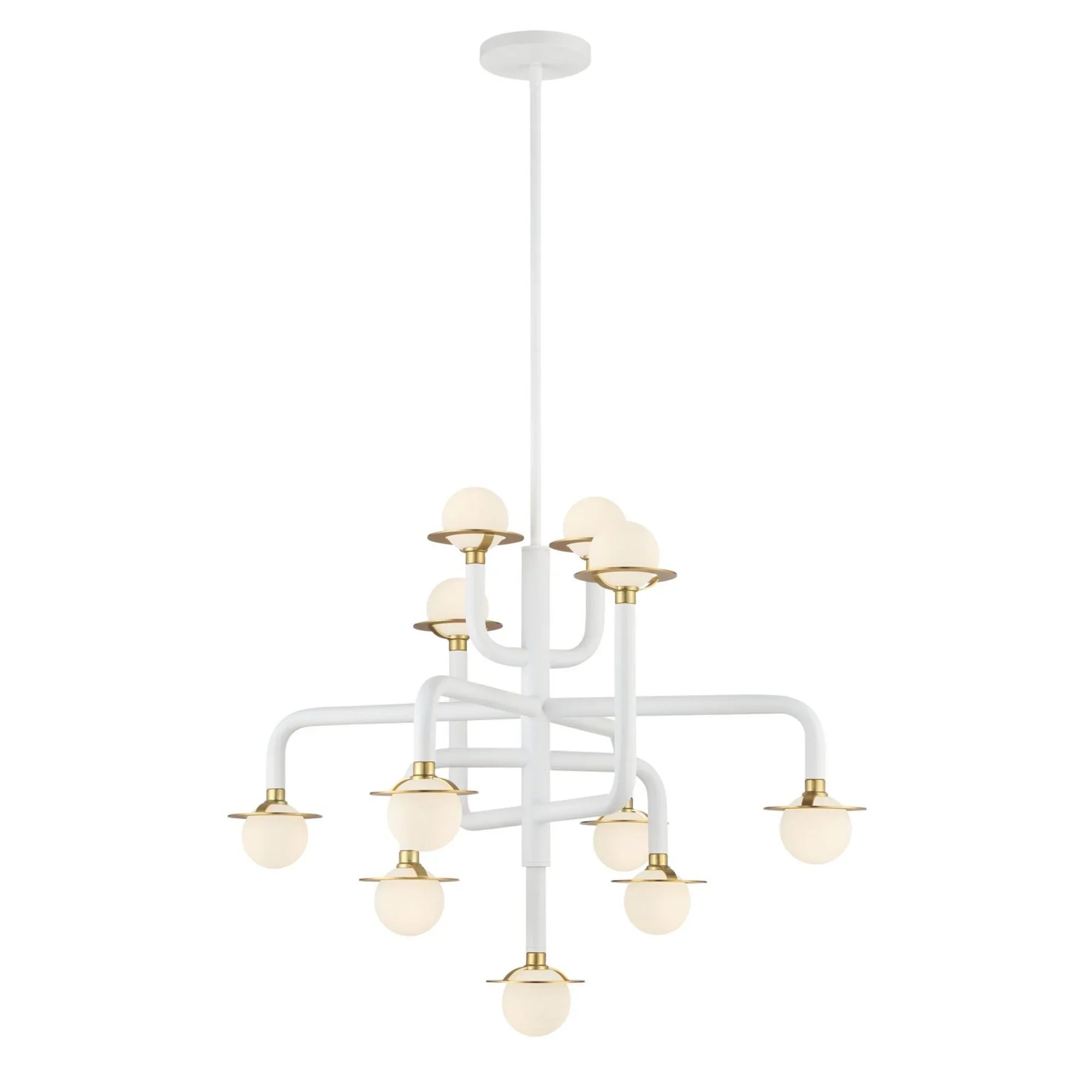 Tubular 30" 1Chandelier, Matte White & Honey Gold Finish - Bees Lighting