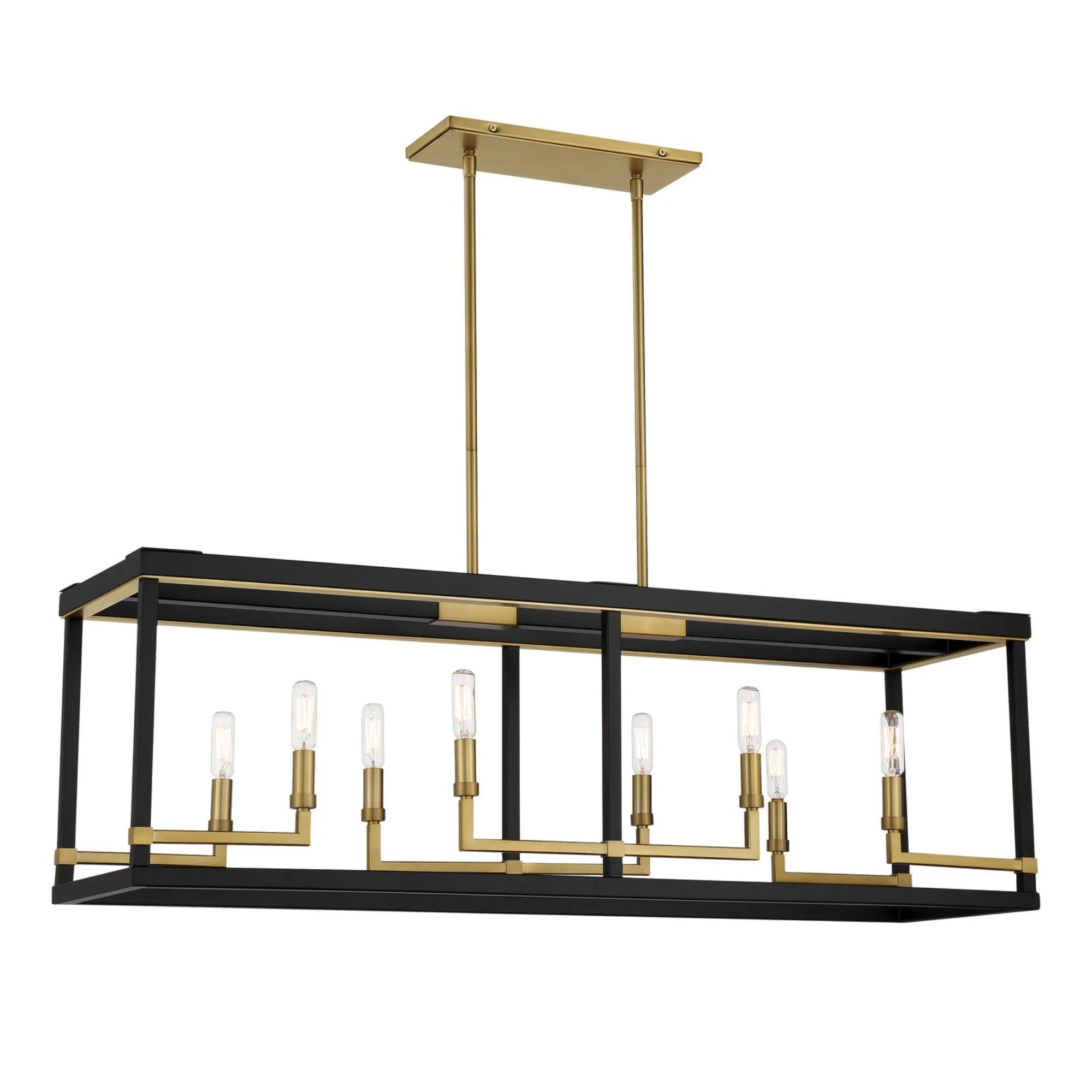 Union Estates 40" 8-Light Island Light, Coal & Soft Brass Finish - Bees Lighting