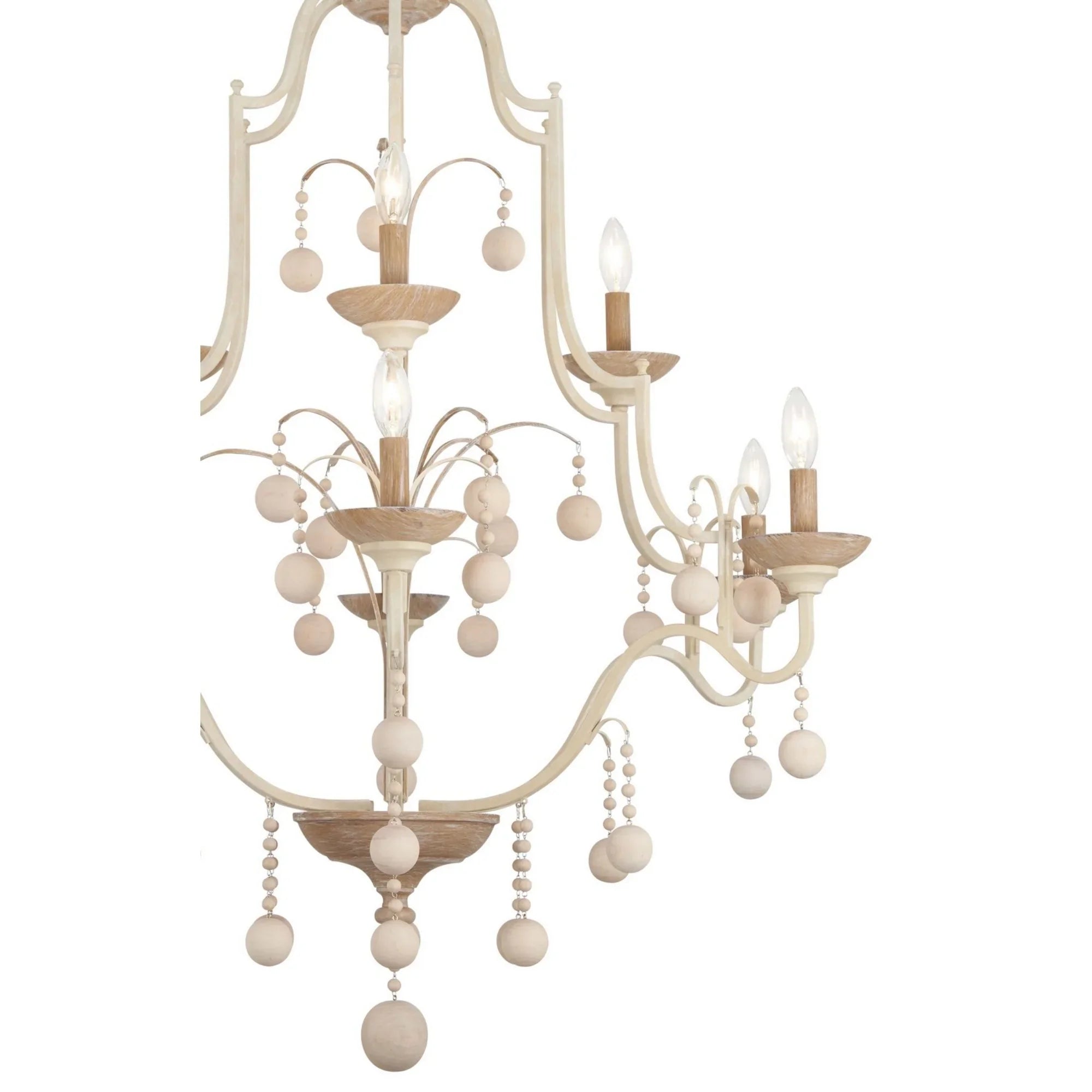 Colonial Charm 40" 9-Light Chandelier, White Wash & Sun Dried Clay Finish - Bees Lighting