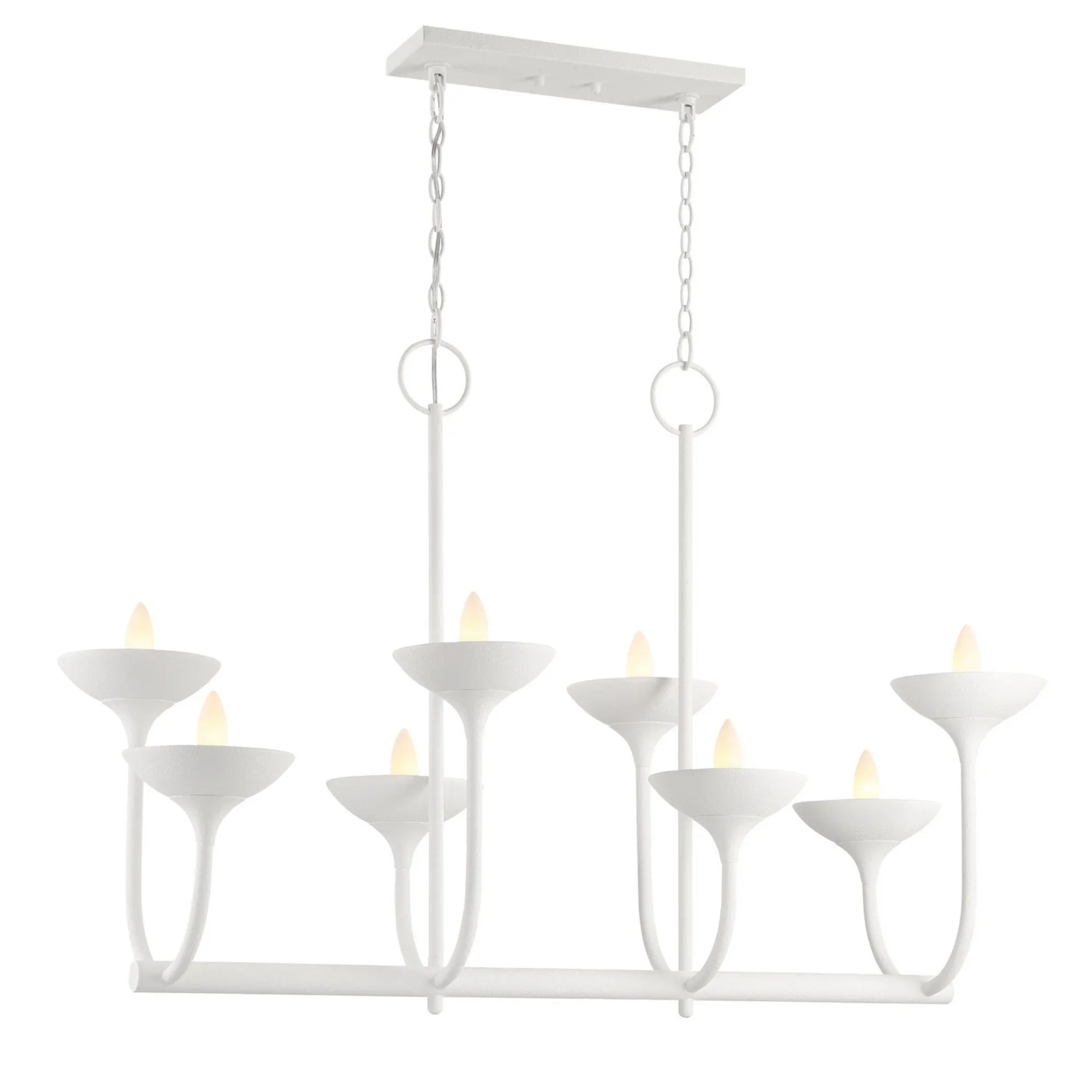 Ryton 43" 8-Light Island Light, Plaster White Finish - Bees Lighting