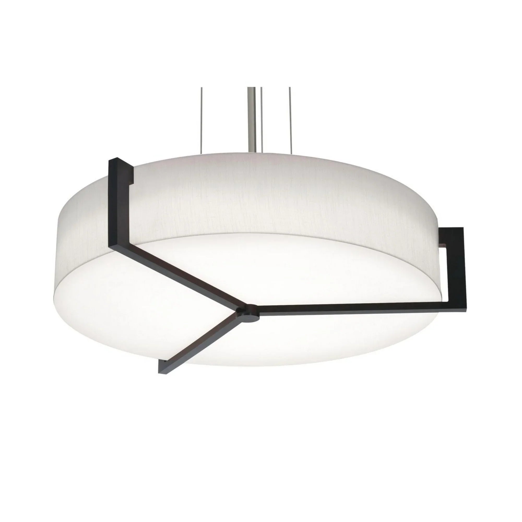 Apex 27" LED Pendant, Linen White & Espresso Shade - Bees Lighting