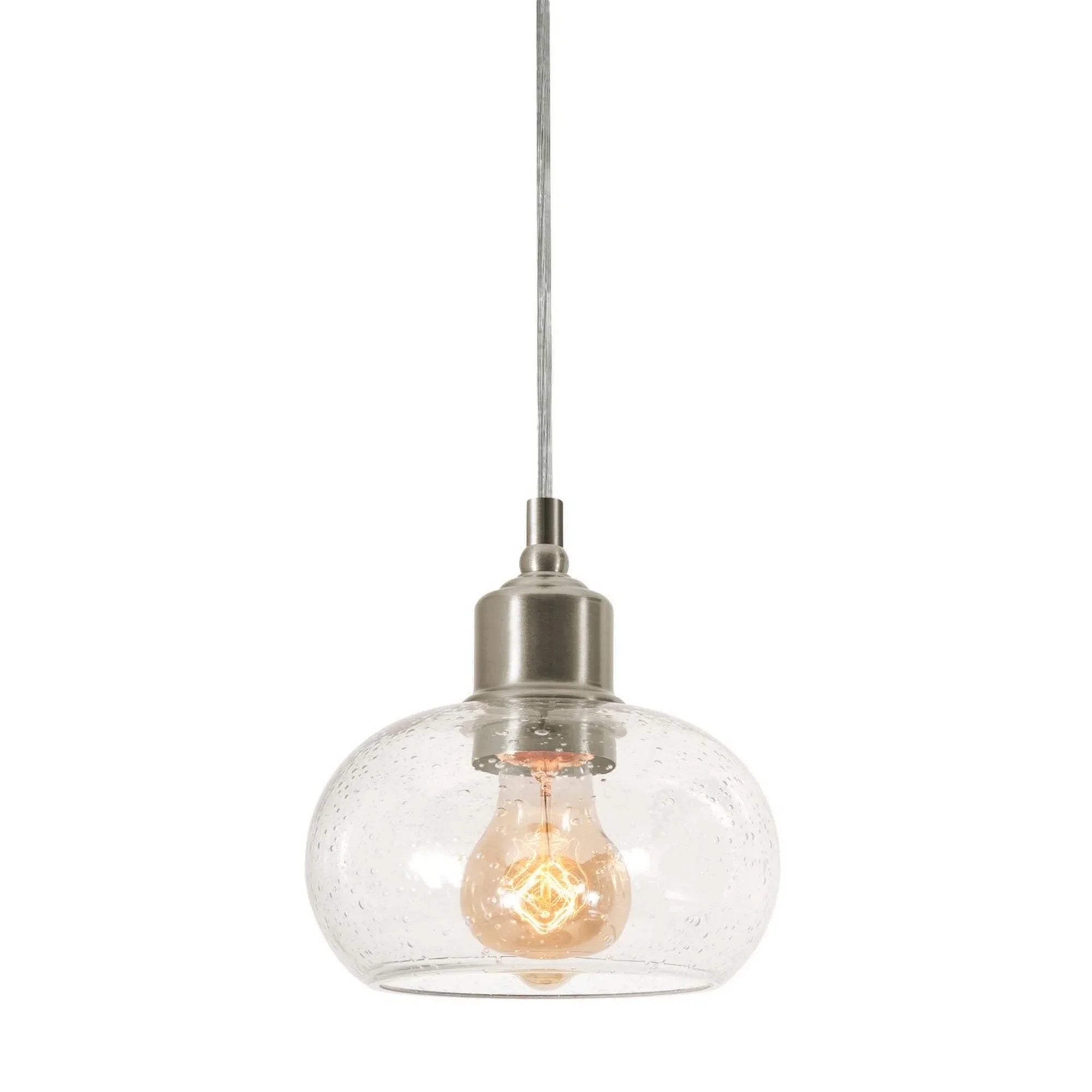 Laney 7" Mini Pendant, Satin Nickel Finish - Bees Lighting