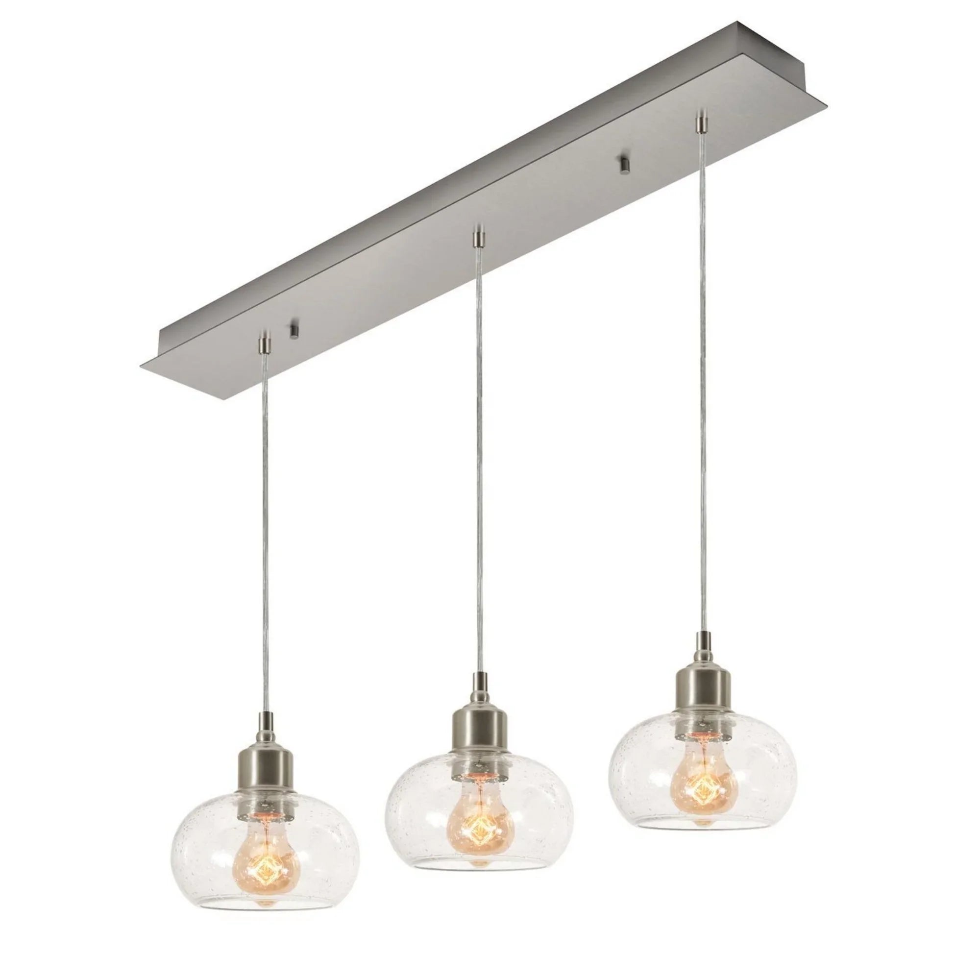 Laney 36" 3-Light Linear Pendant, Satin Nickel Finish - Bees Lighting