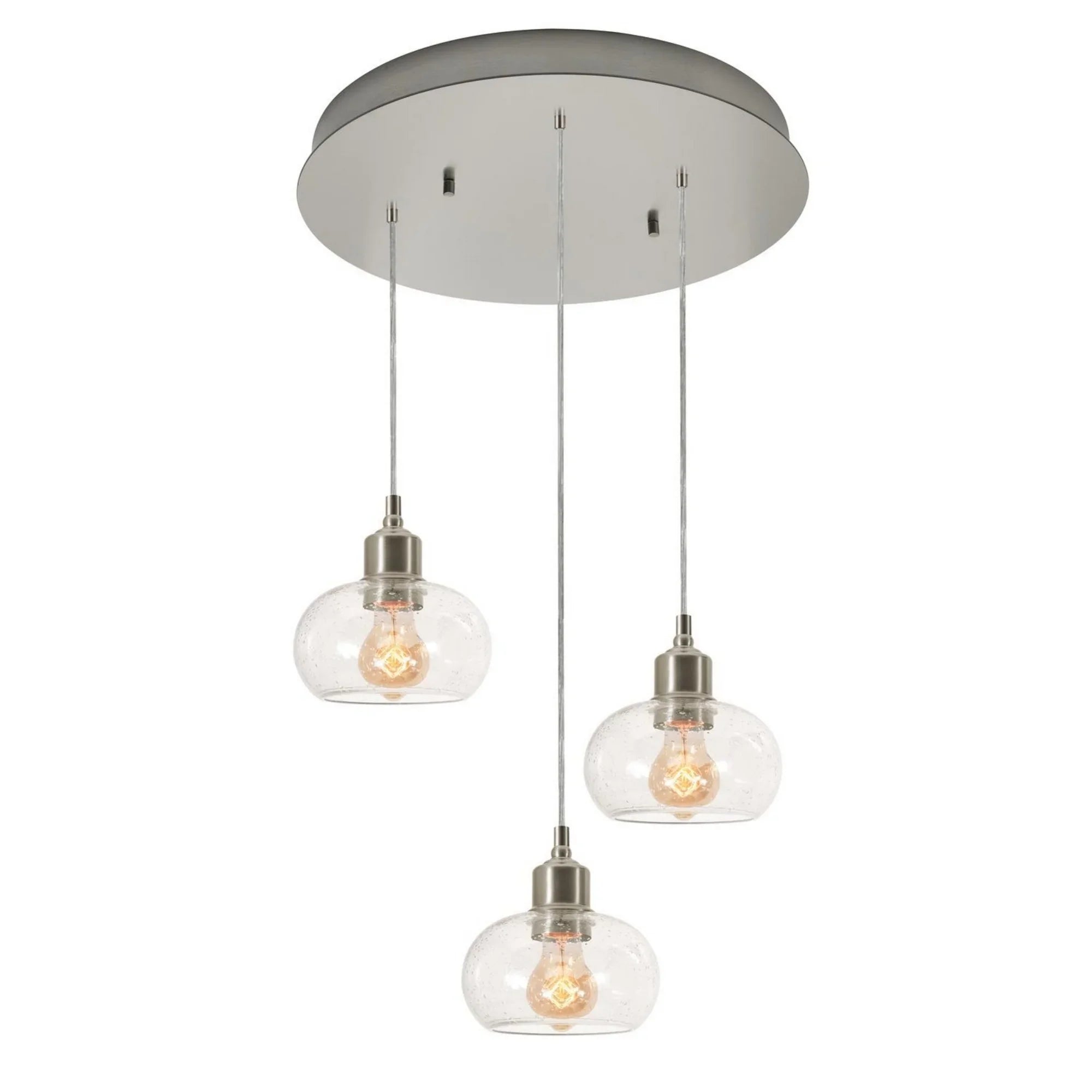 Laney 20" 3-Light Pendant, Satin Nickel Finish - Bees Lighting