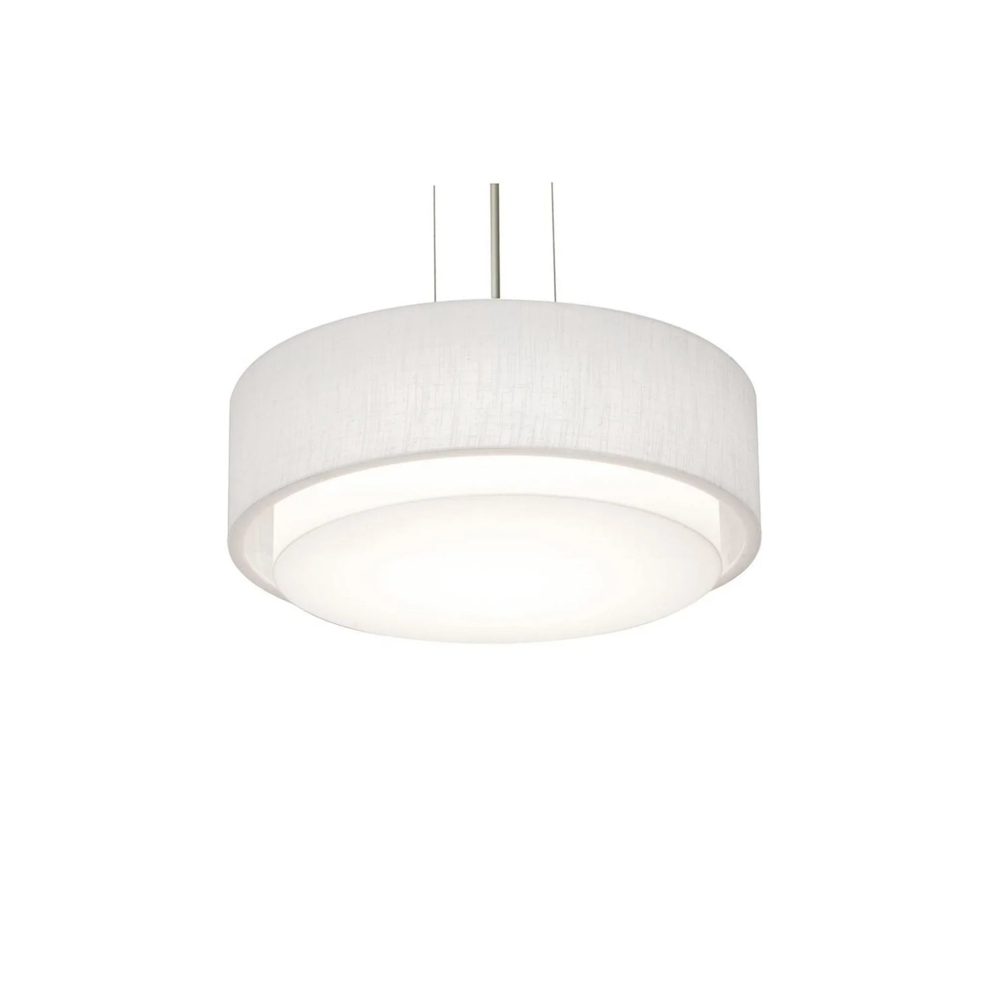 Sanibel 16" 2-Light Pendant, Satin Nickel & Linen White Shade - Bees Lighting
