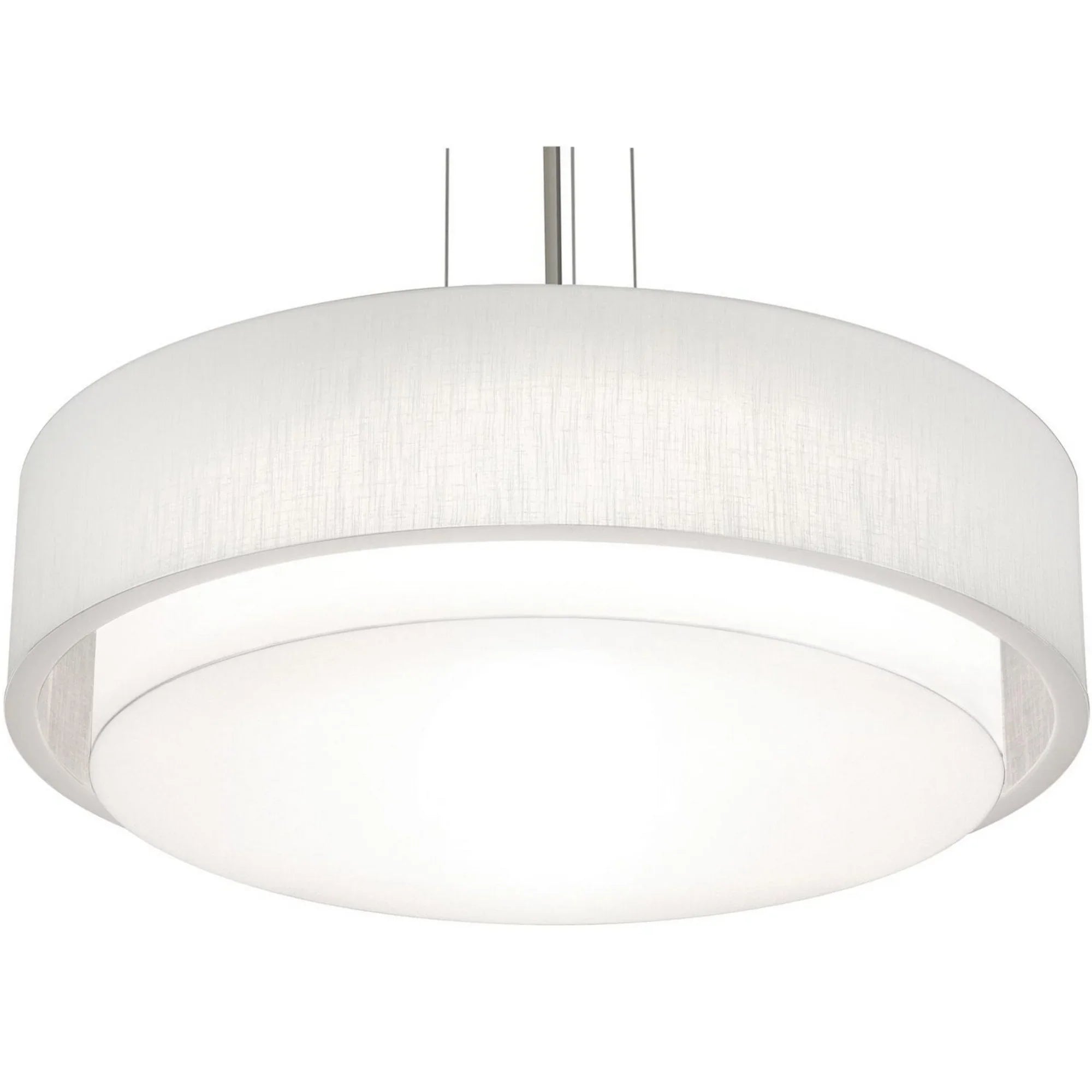 Sanibel 32" LED Pendant, Satin Nickel & Linen White Shade - Bees Lighting