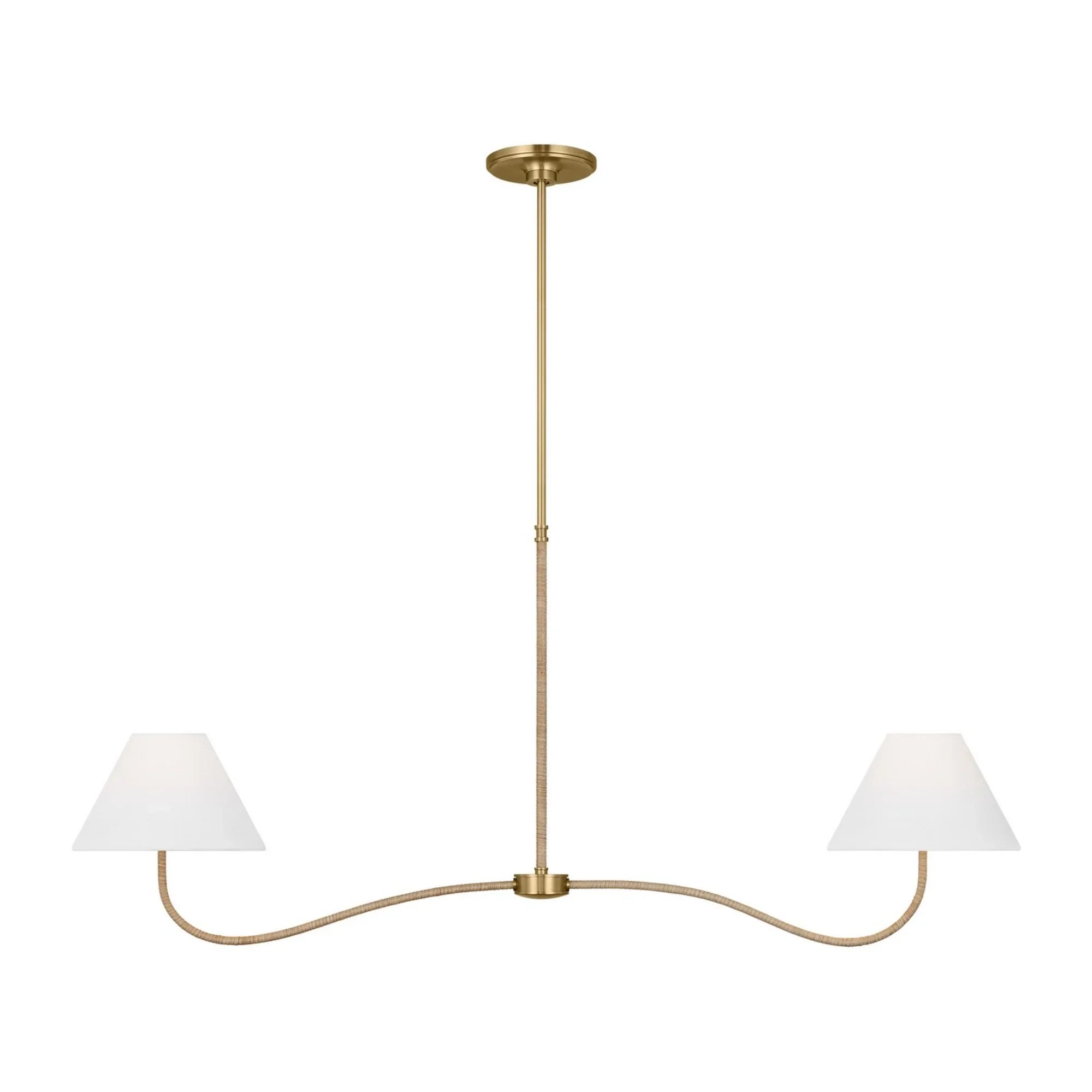 Laguna 52" 2-Light Large Linear Chandelier, Burnished Brass Finish - Bees Lighting
