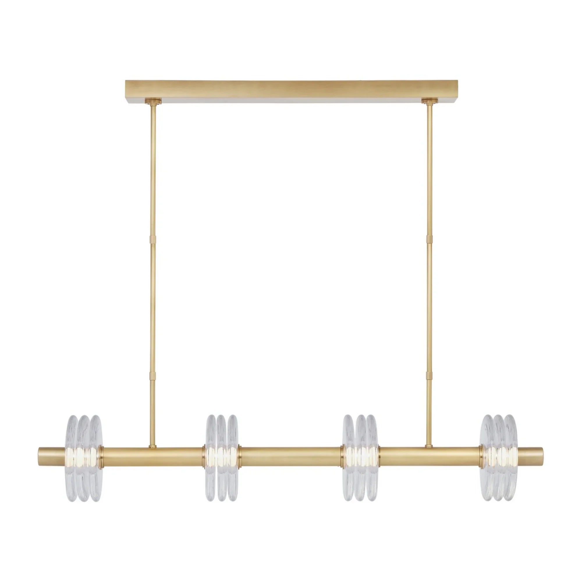 Laurel 47" LED Large Linear Pendant, 120-277V, Natural Brass Finish - Bees Lighting