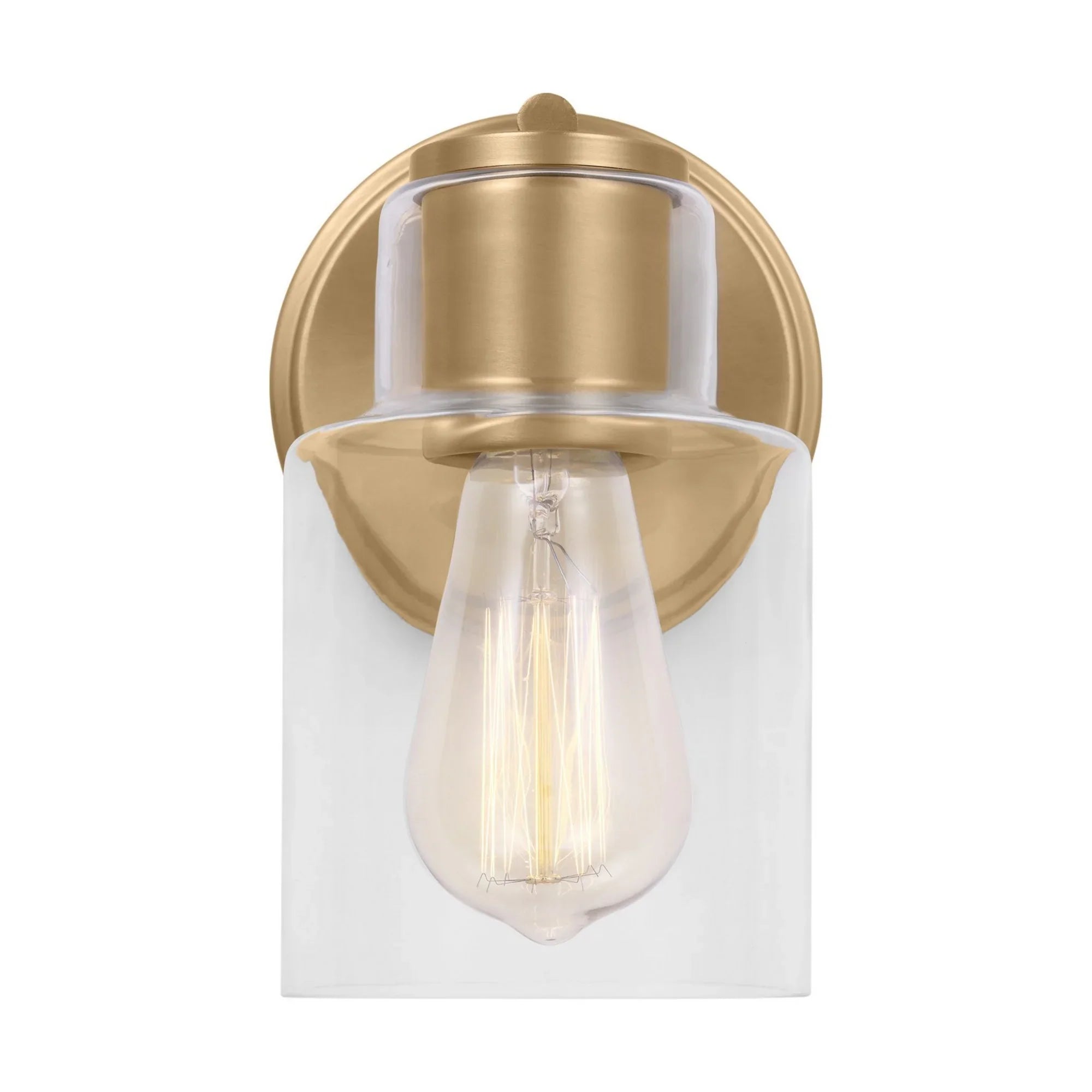 Sayward 8" Small Bath Sconce, Satin Brass Finish - Bees Lighting