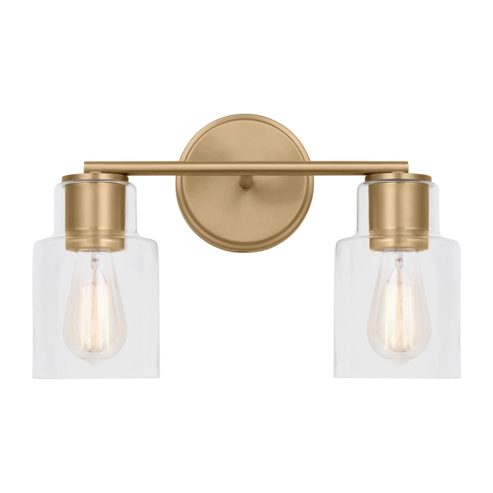 Sayward 14" 2-Light Bathroom Vanity, Satin Brass Finish - Bees Lighting