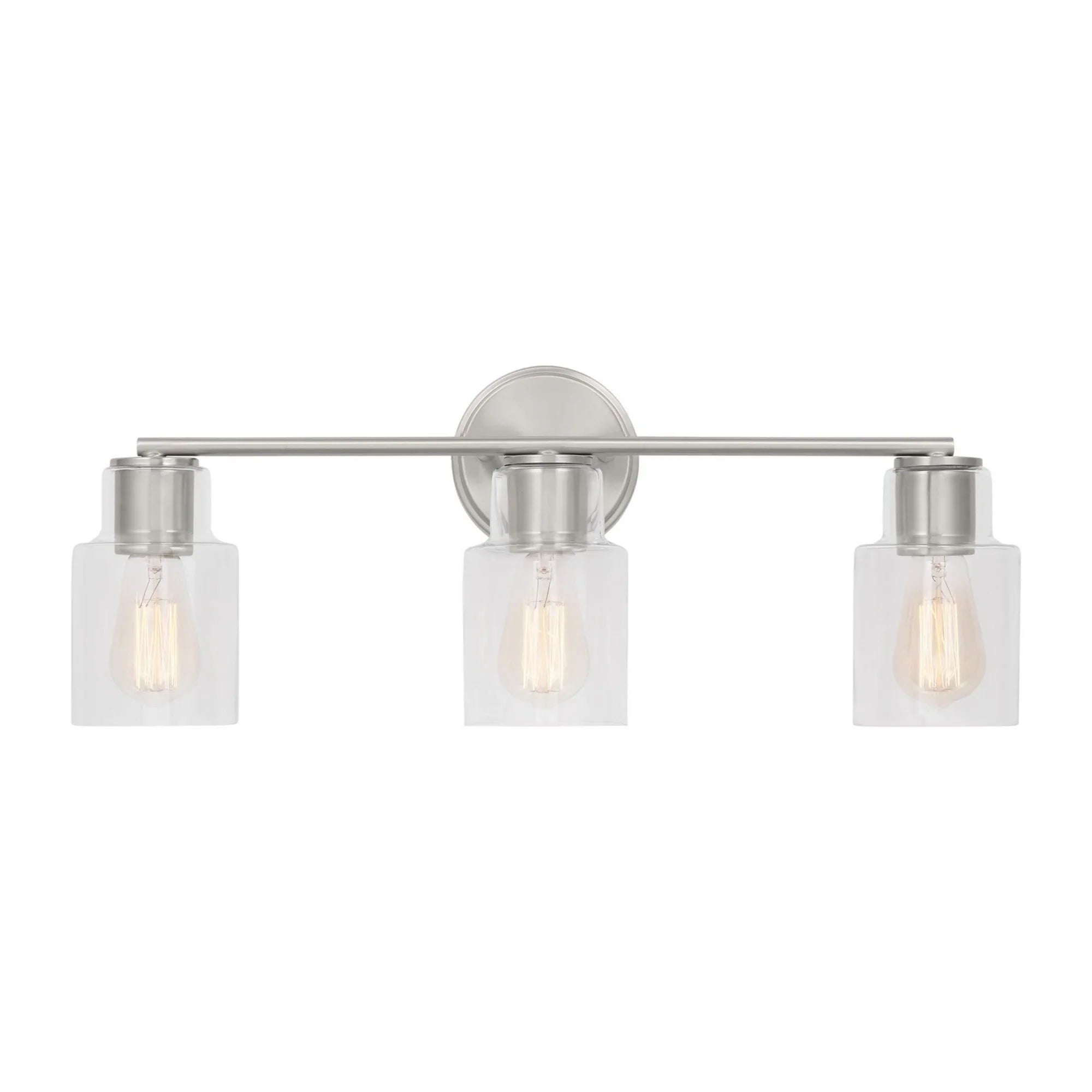 Sayward 24" 3-Light Bathroom Vanity, Brushed Steel Finish - Bees Lighting