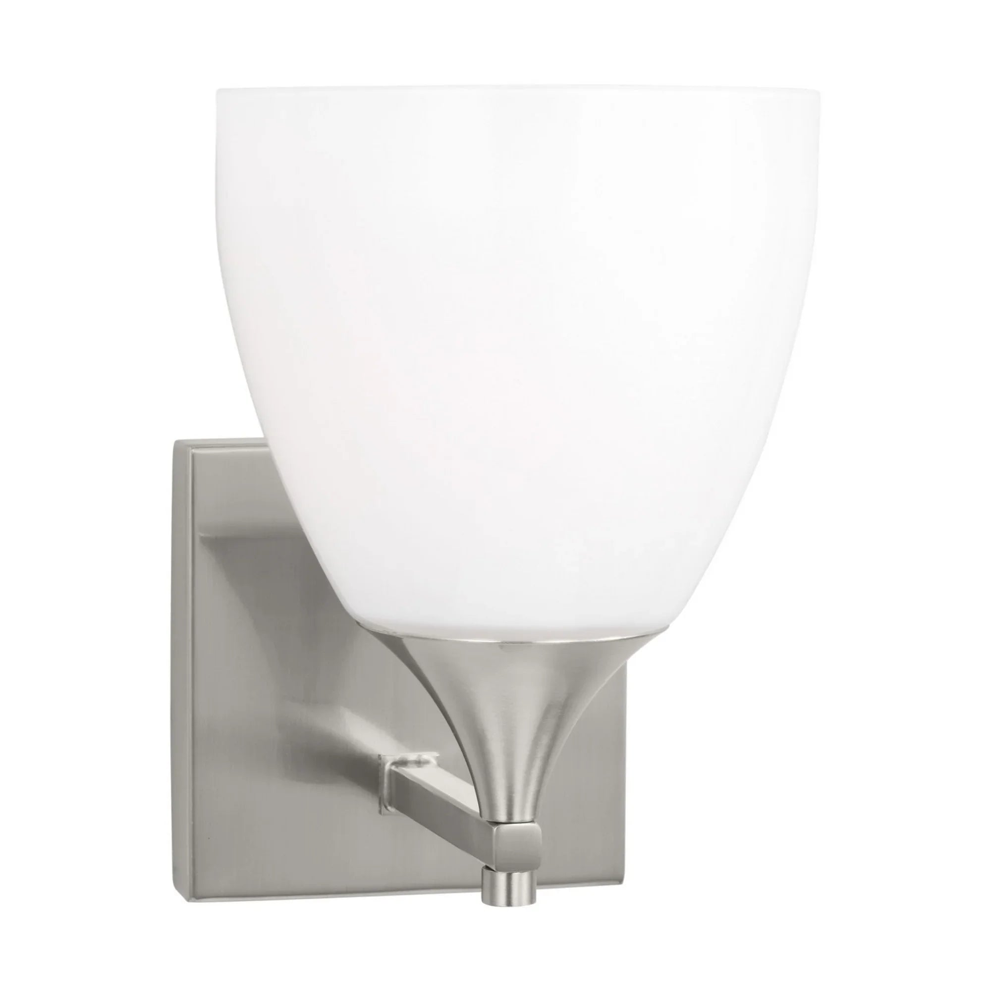 Toffino 9" Bath Sconce, Brushed Steel Finish with Milk Glass - Bees Lighting