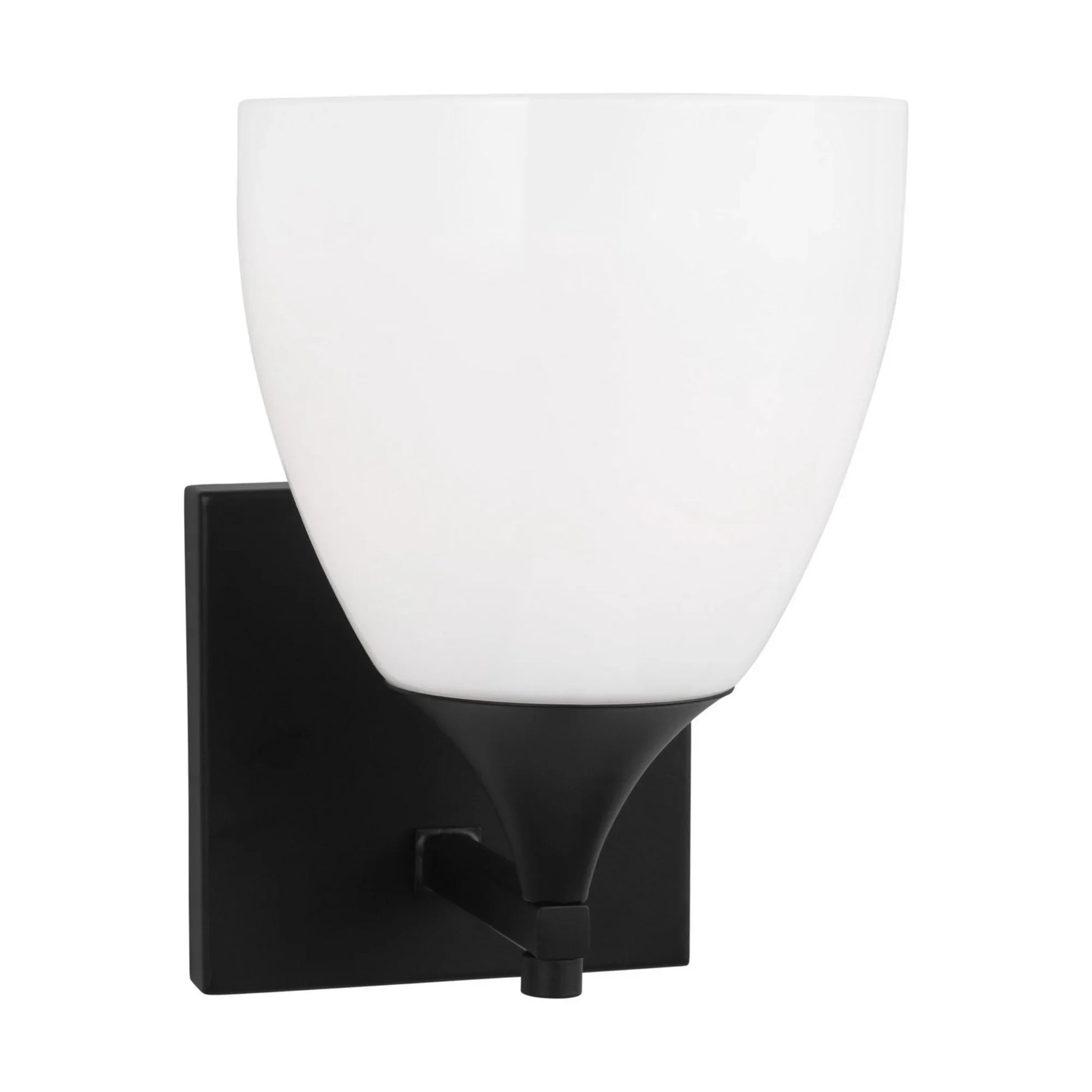Toffino 9" Bath Sconce, Midnight Black Finish with Milk Glass - Bees Lighting