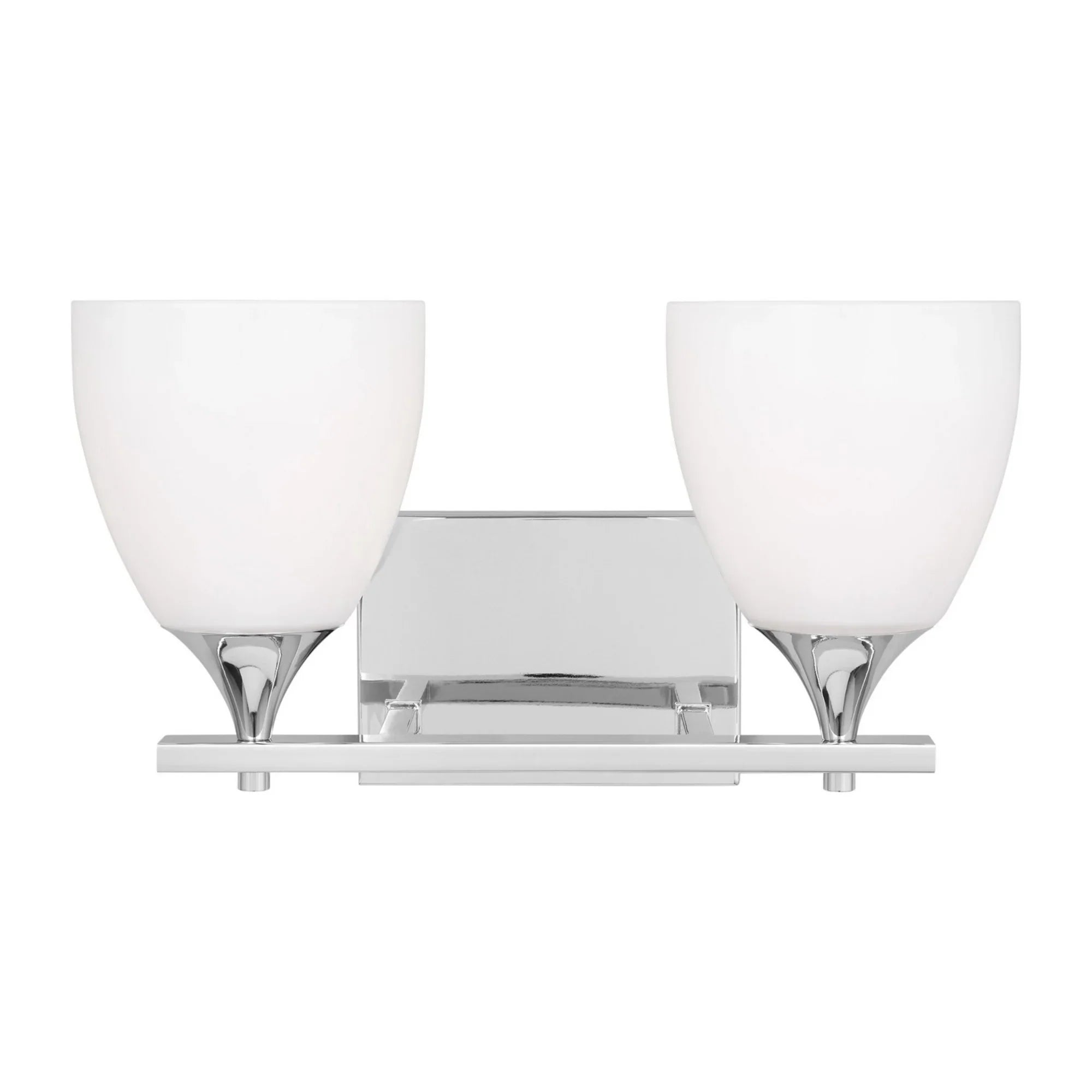 Toffino 16" 2-Light Bathroom Vanity, Chrome Finish with Milk Glass - Bees Lighting