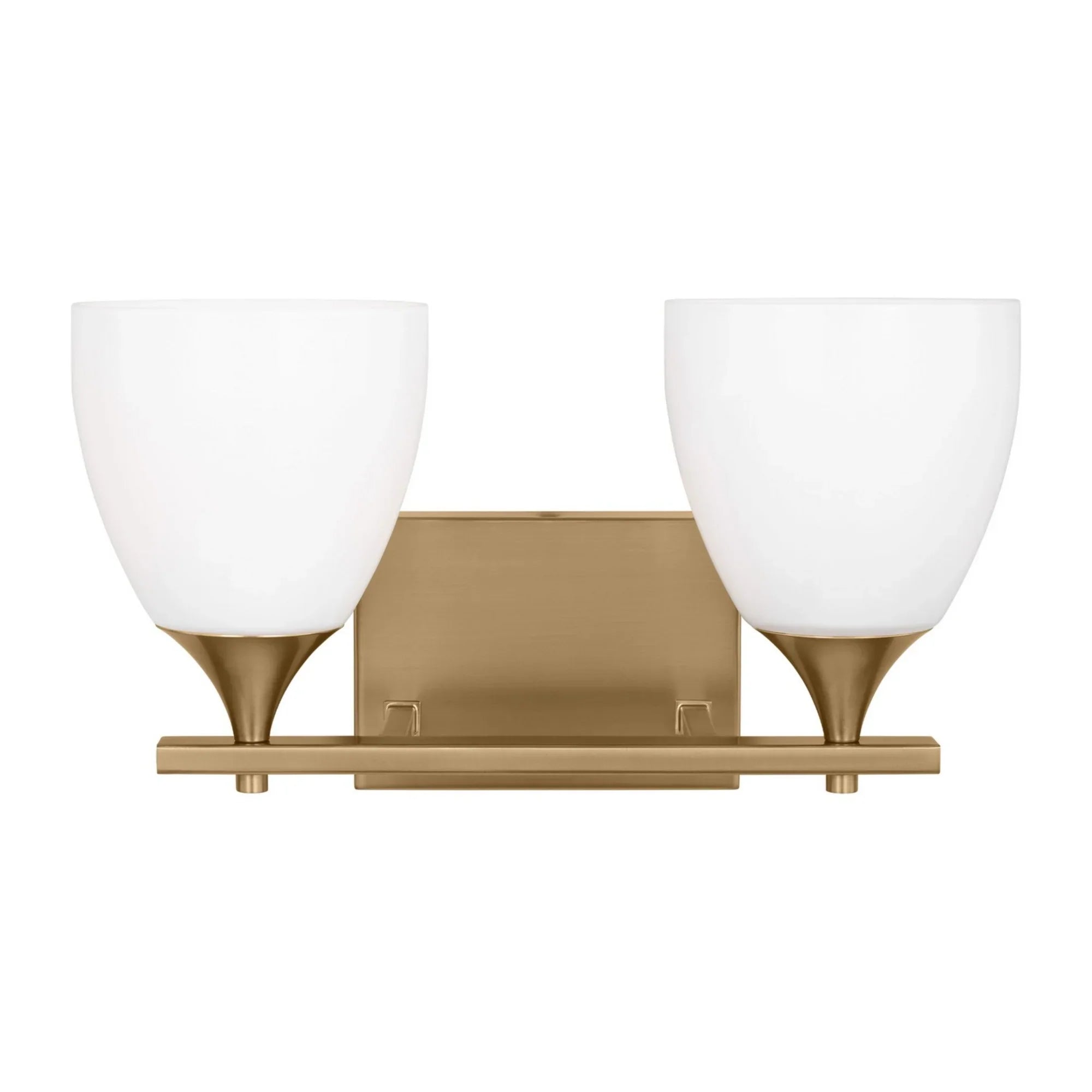 Toffino 16" 2-Light Bathroom Vanity, Satin Brass Finish with Milk Glass - Bees Lighting
