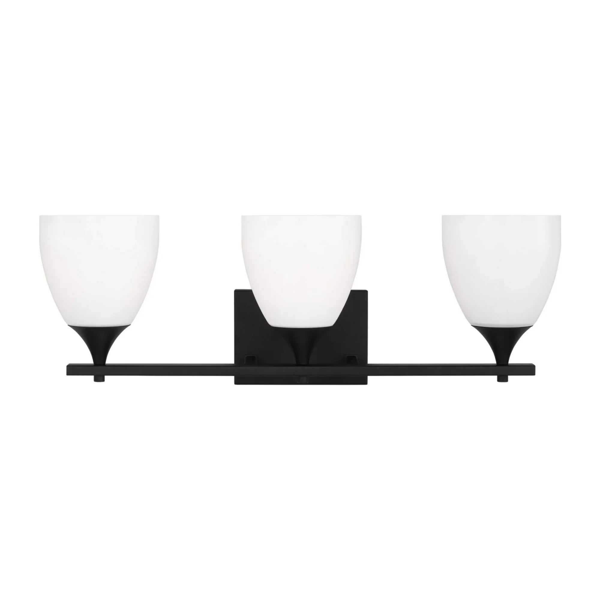 Toffino 26" 3-Light Bathroom Vanity, Midnight Black Finish with Milk Glass - Bees Lighting